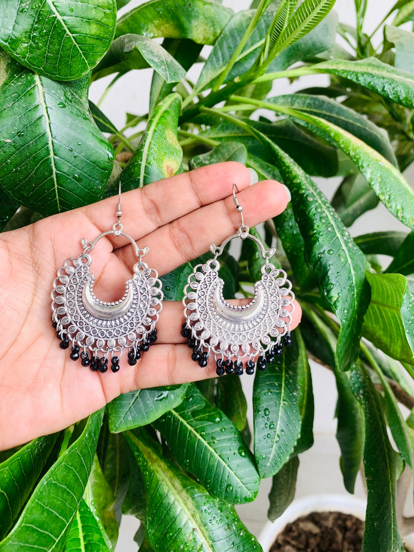 Black Drops Chandbali