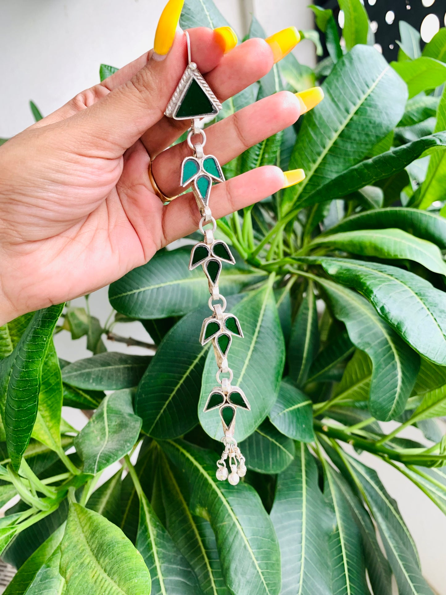 Four Layered Long Afghani Earrings