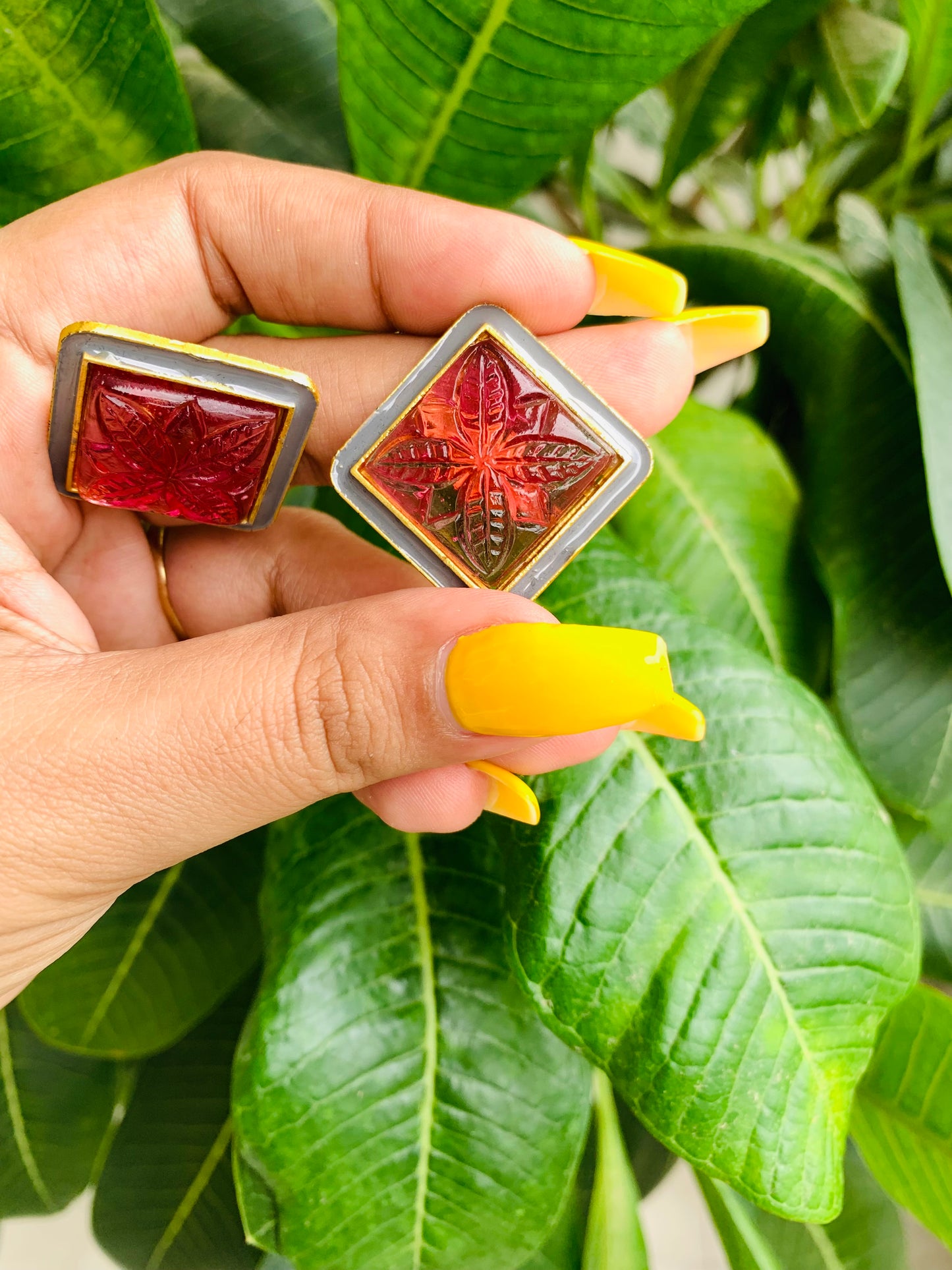 Square Shaped Meenakari Studs