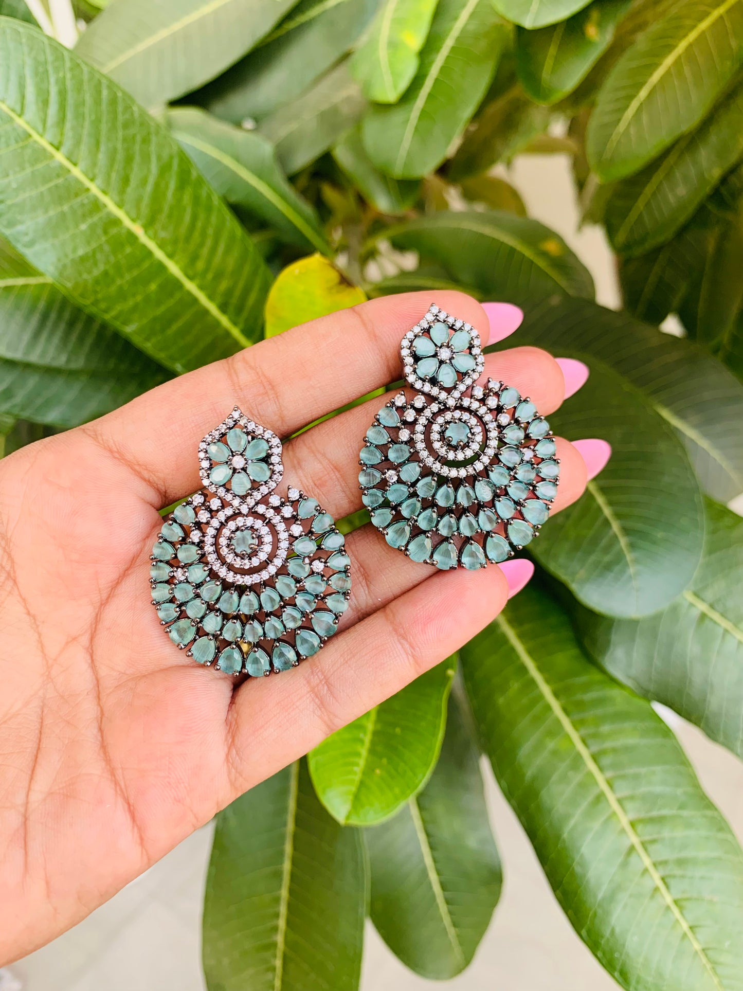 American Diamond Chandbali Earrings