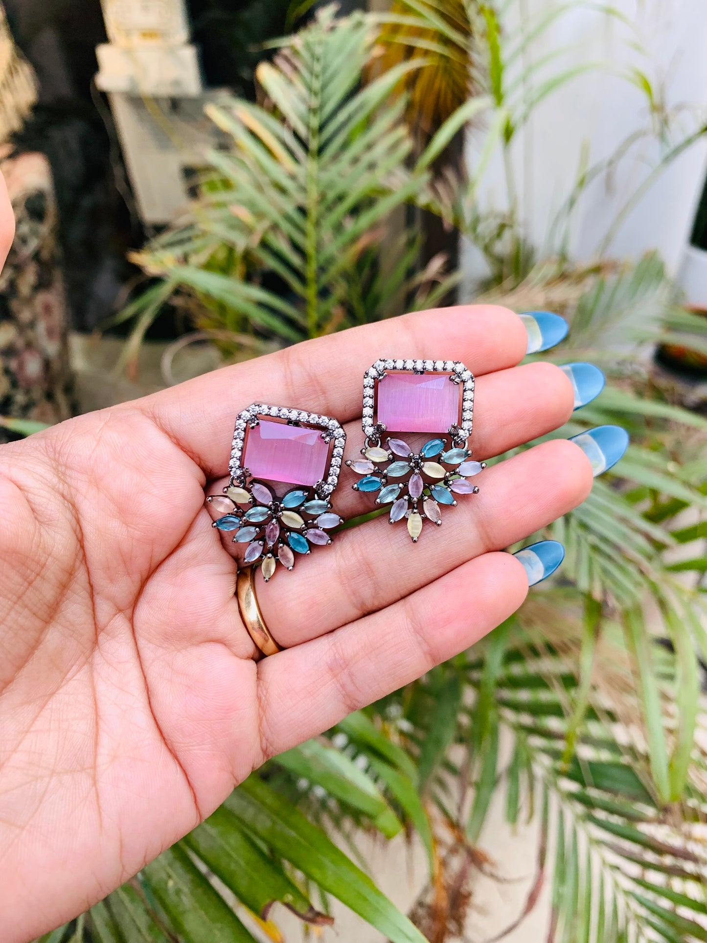 Triangle Drop Stud Earrings