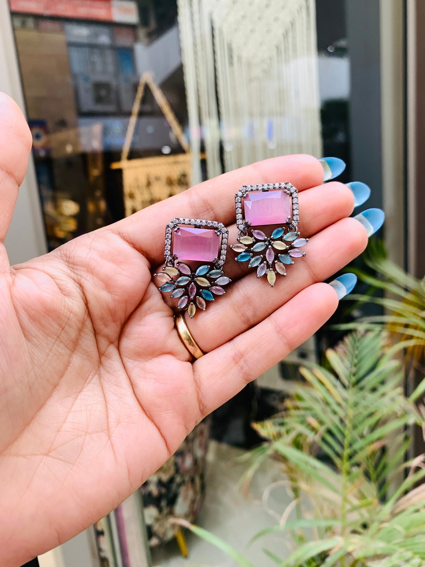 Triangle Drop Stud Earrings