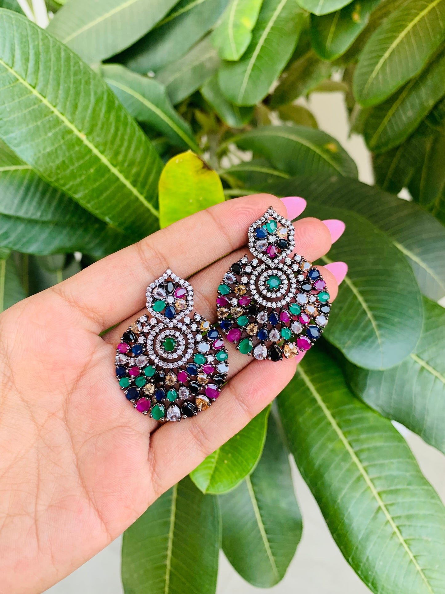 American Diamond Chandbali Earrings