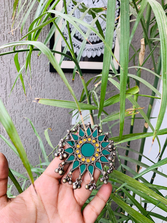Boho Bloom Teal & Yellow Ring