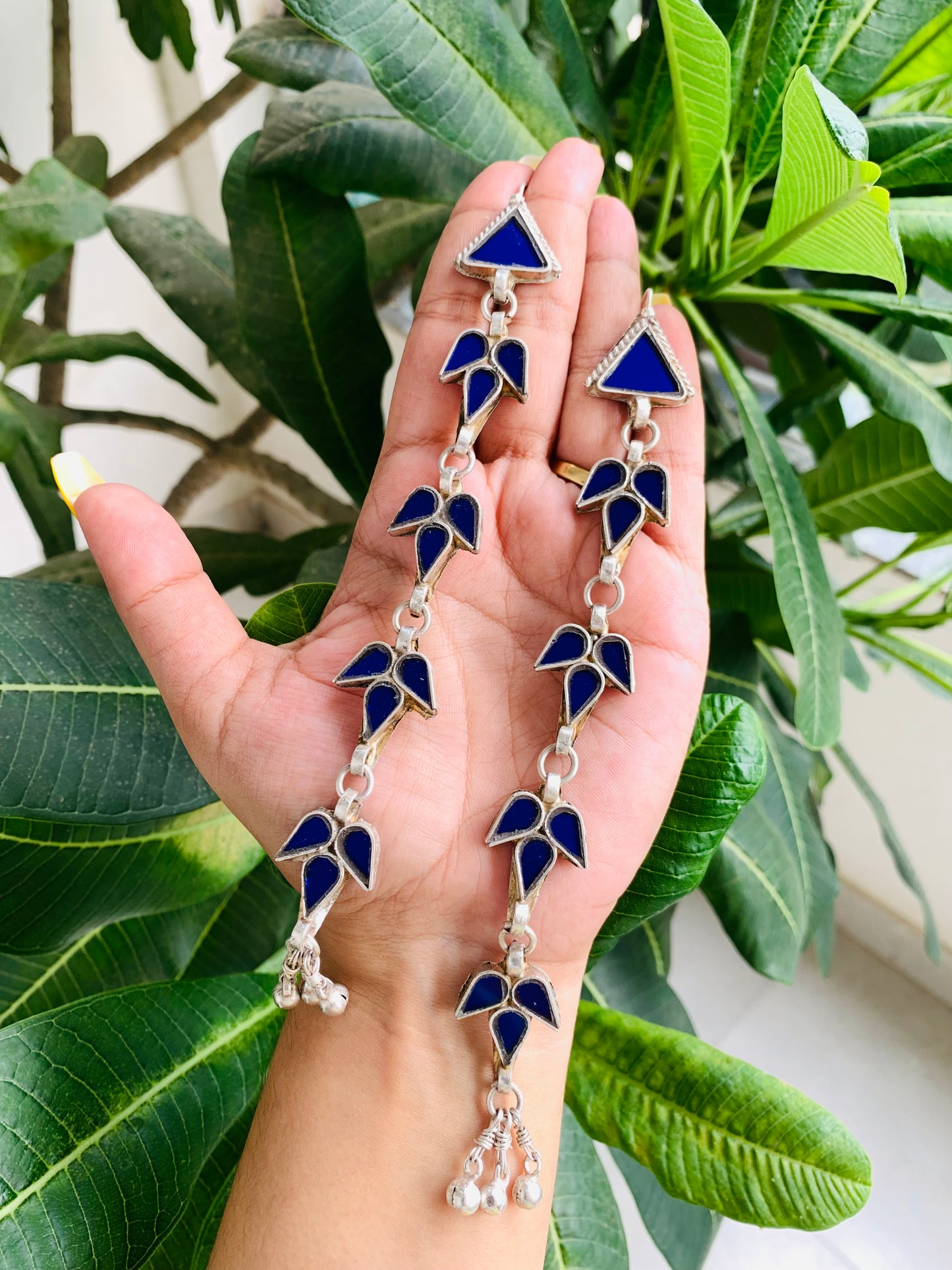 Four Layered Long Afghani Earrings