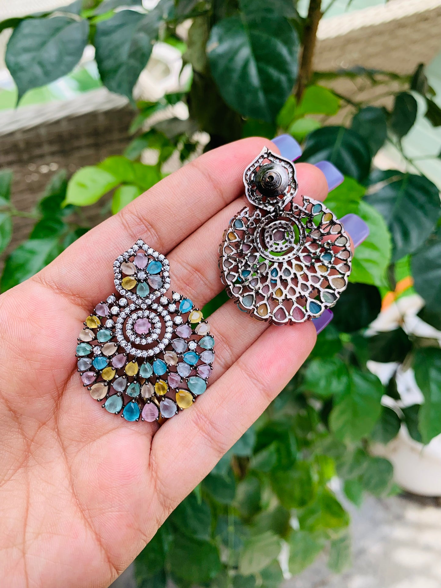 American Diamond Chandbali Earrings
