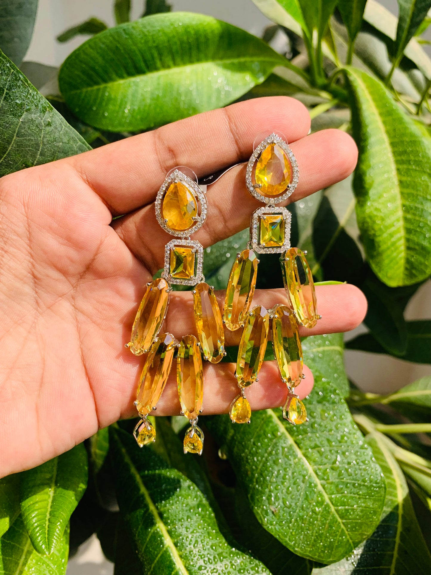 Western Look Party Wear Danglers In American Diamond