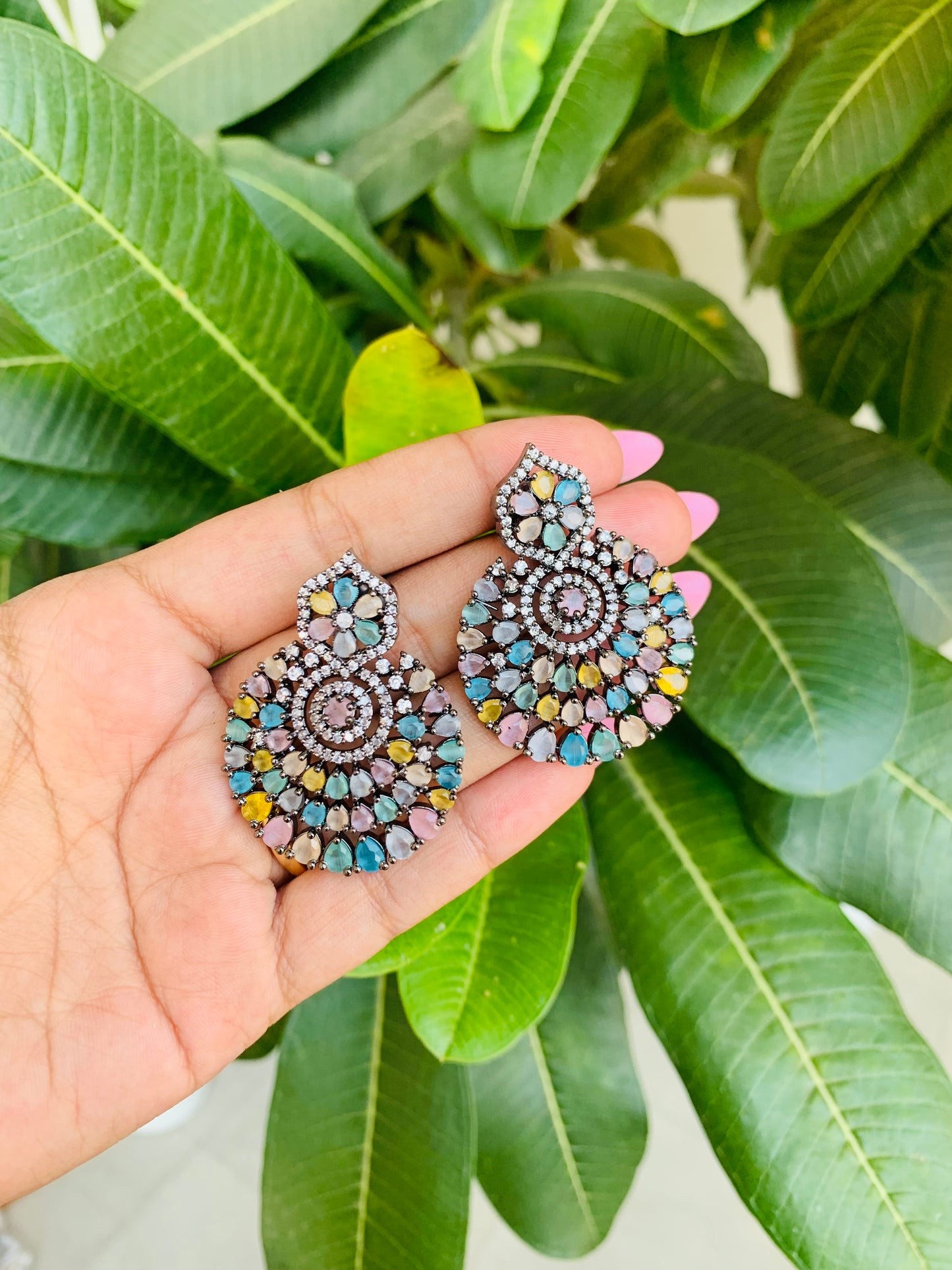 American Diamond Chandbali Earrings