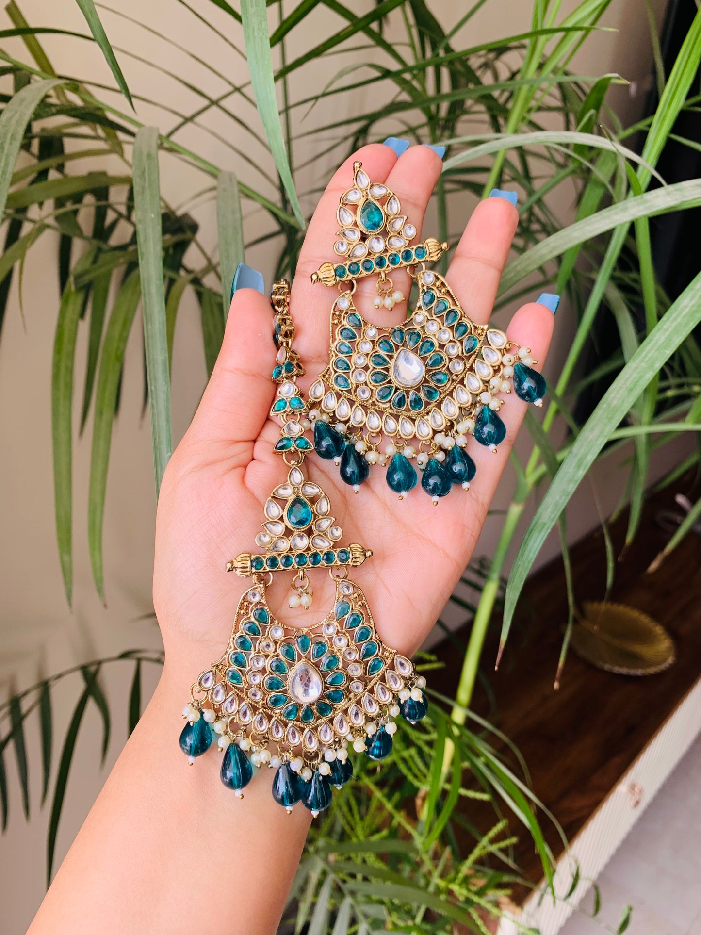 Unique Indian Earrings With Maang Tika