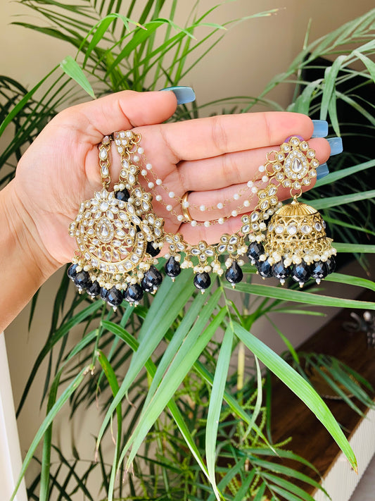 Jhumka With Hair Extension And Maang Tika