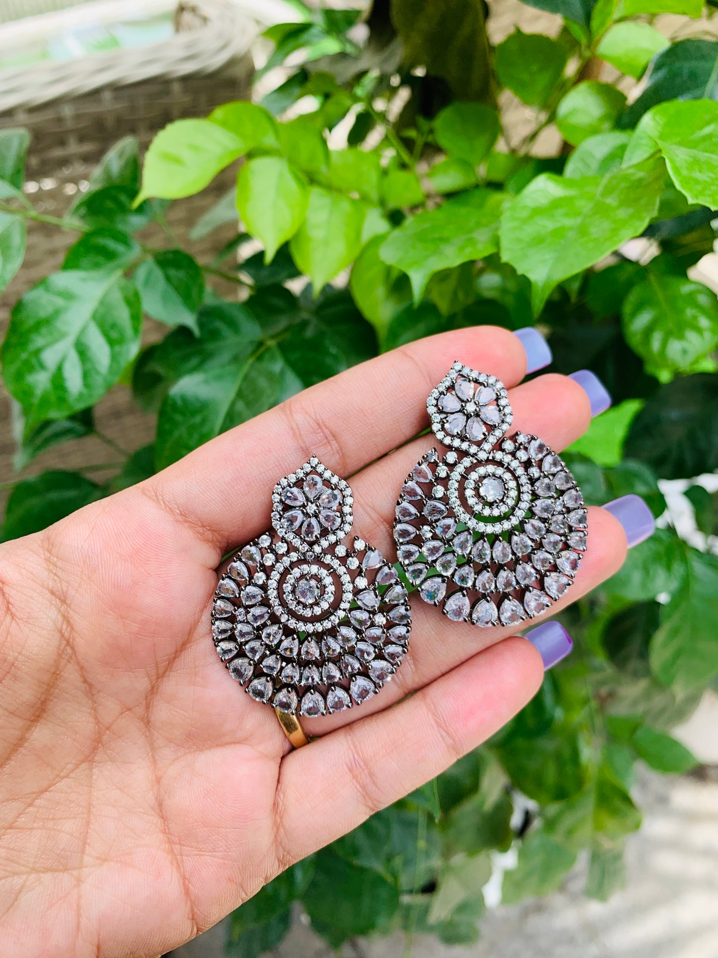 American Diamond Chandbali Earrings