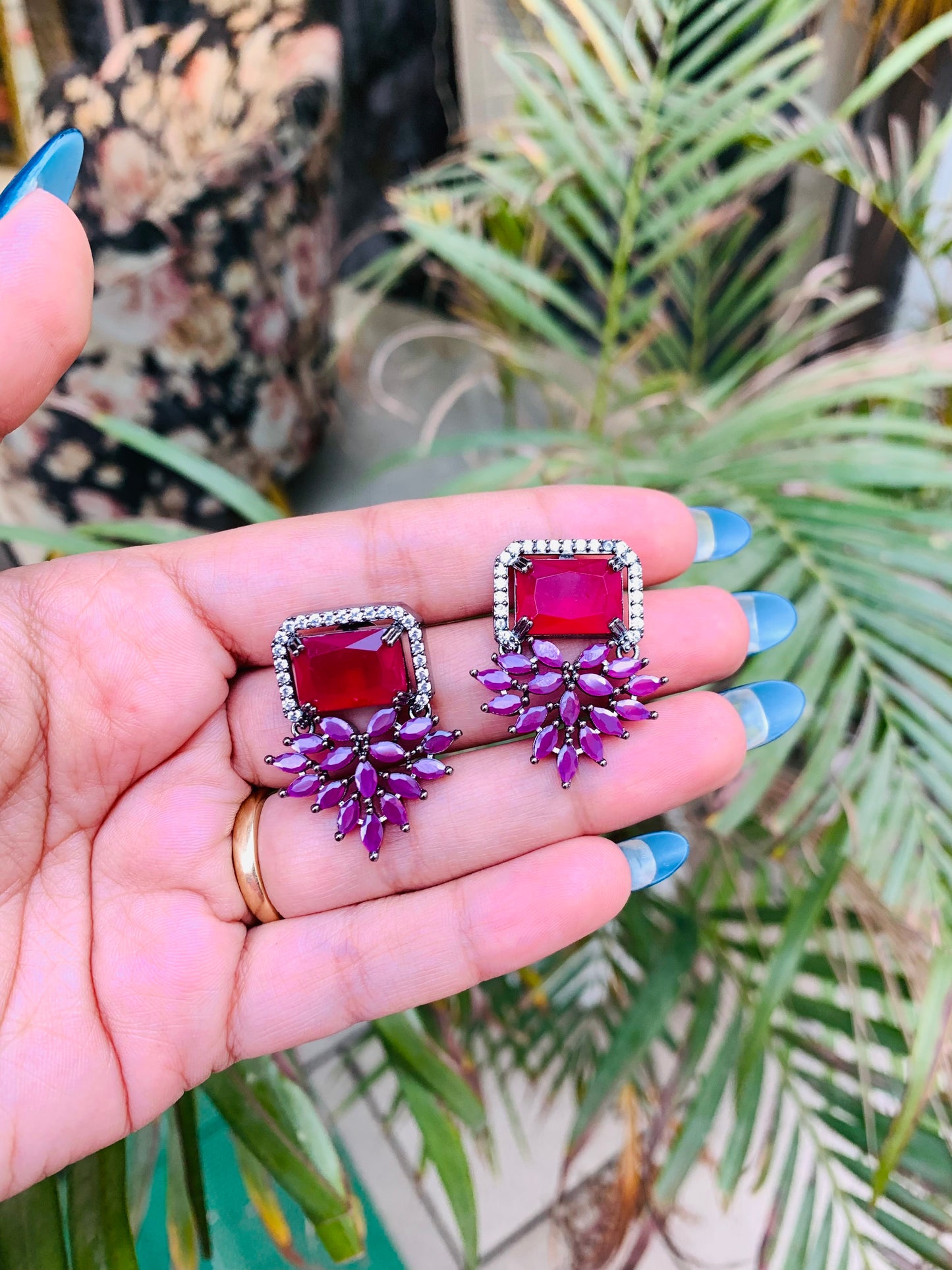 Triangle Drop Stud Earrings