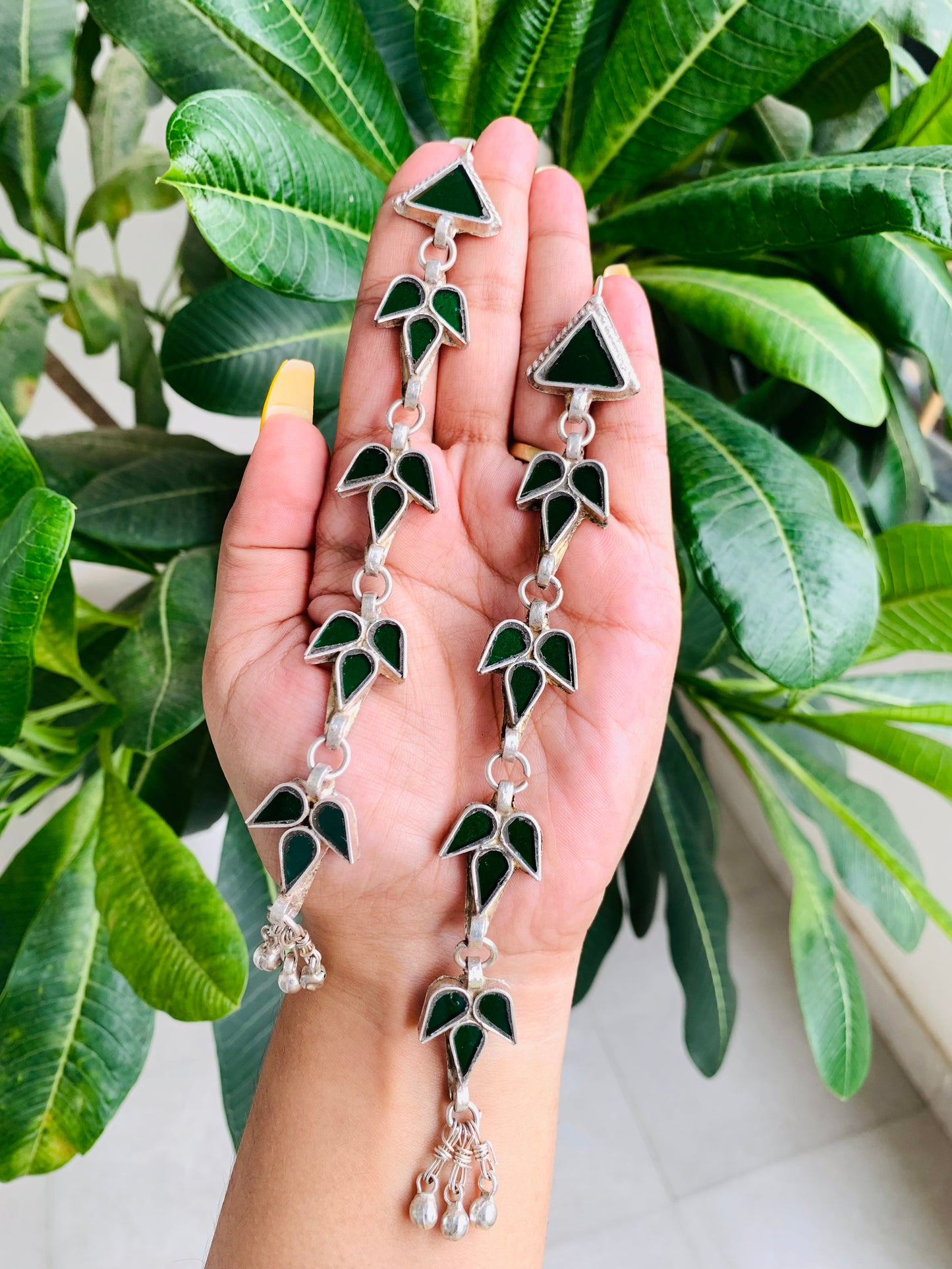 Four Layered Long Afghani Earrings