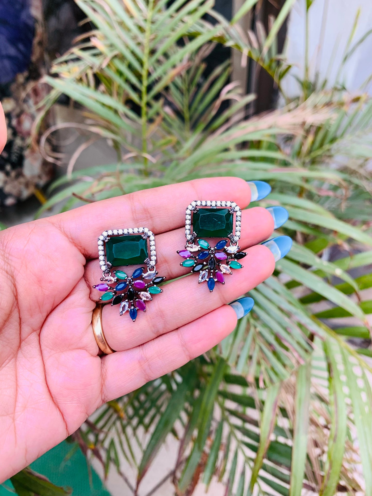 Triangle Drop Stud Earrings
