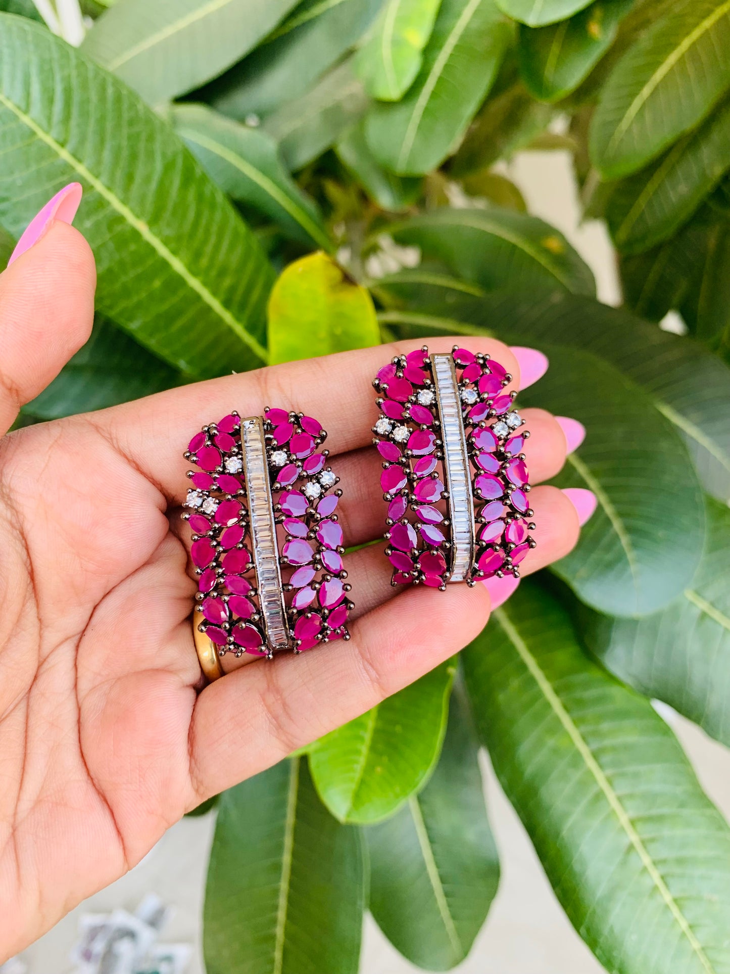 American Diamond Half Hoop Earrings