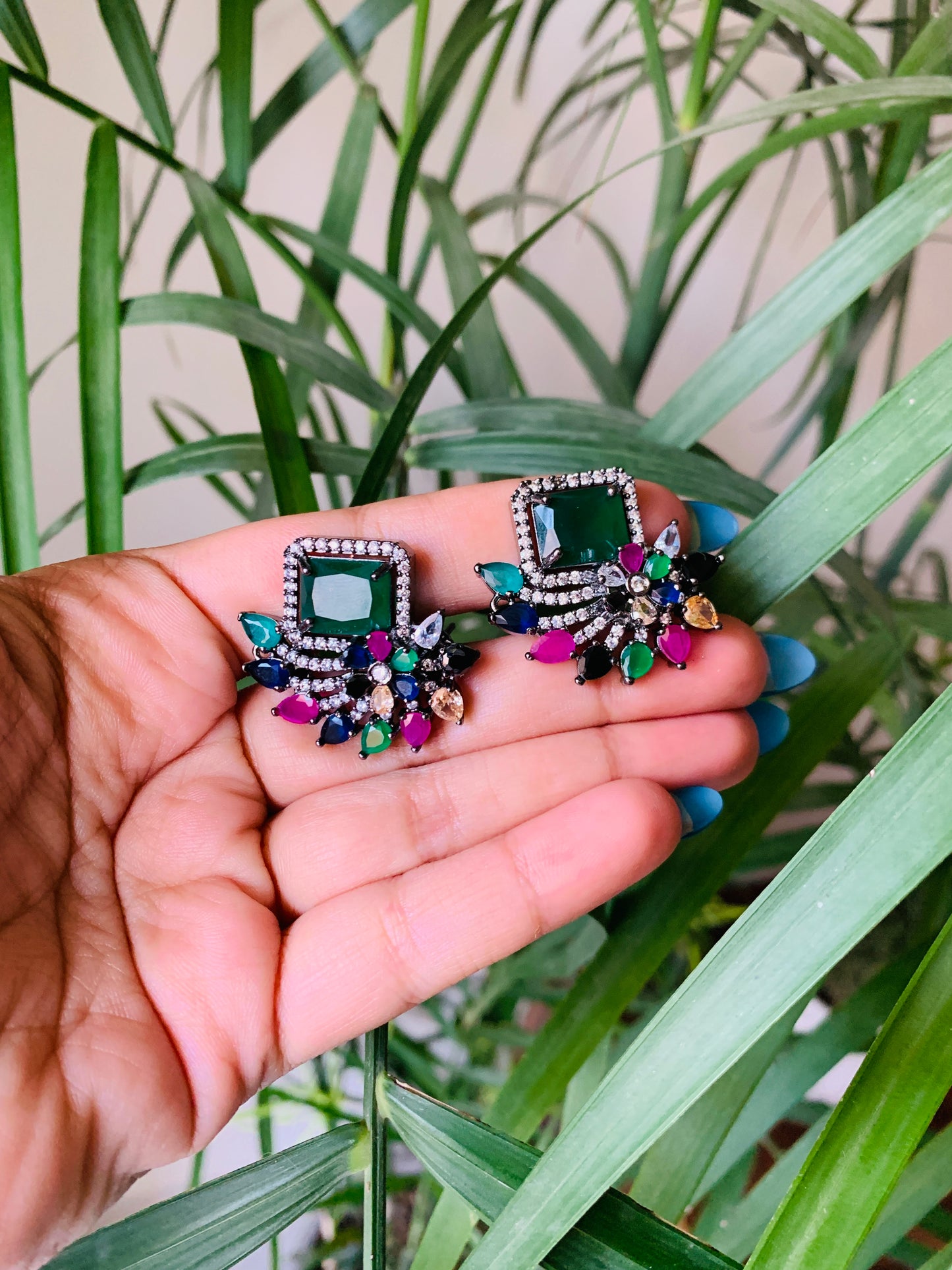 Unique Flower AD Stud Earrings