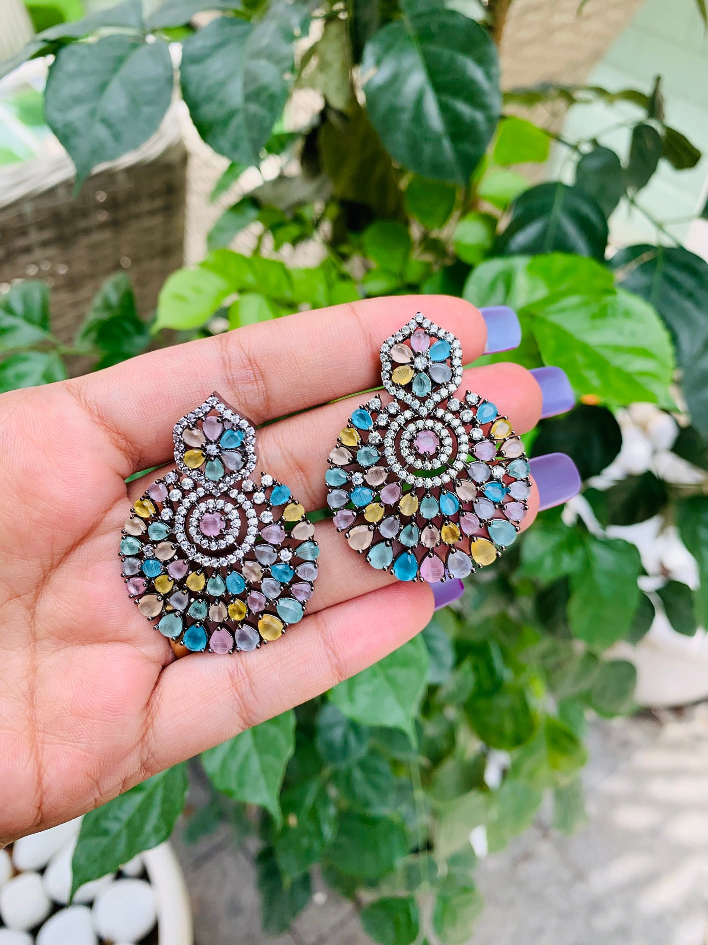 American Diamond Chandbali Earrings
