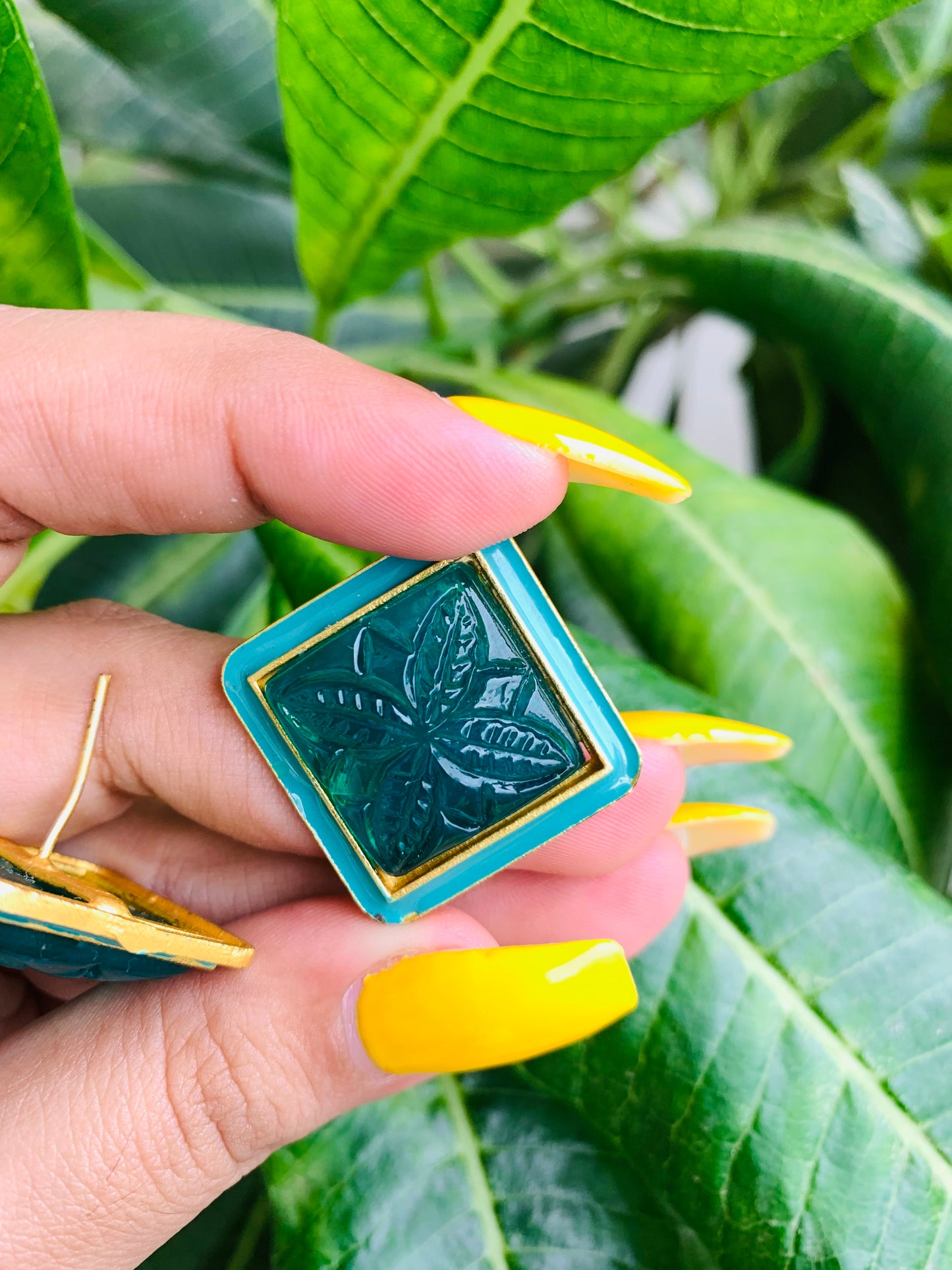 Square Shaped Meenakari Studs