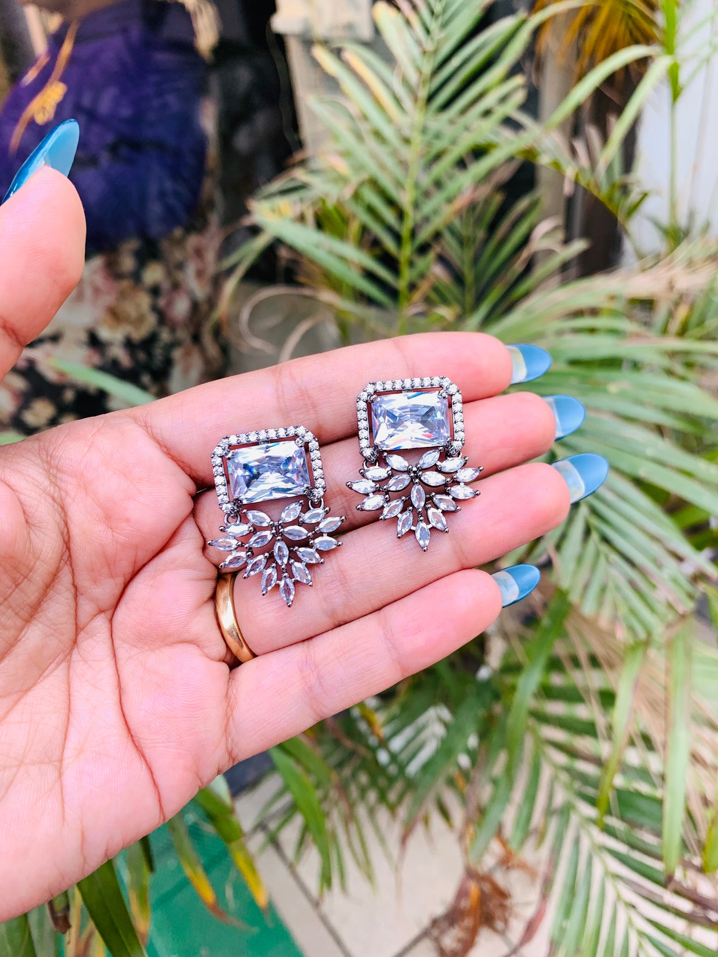Triangle Drop Stud Earrings