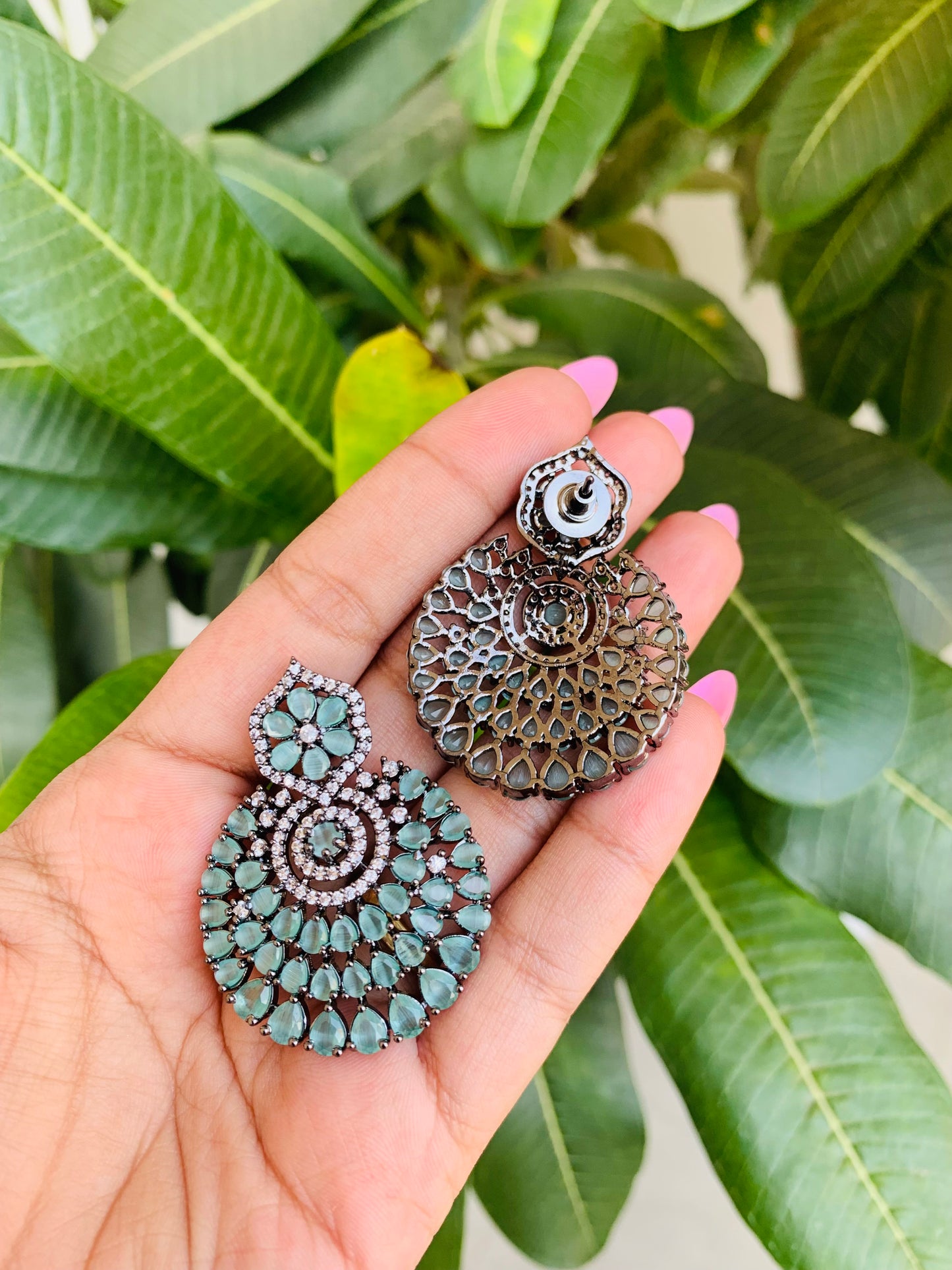 American Diamond Chandbali Earrings