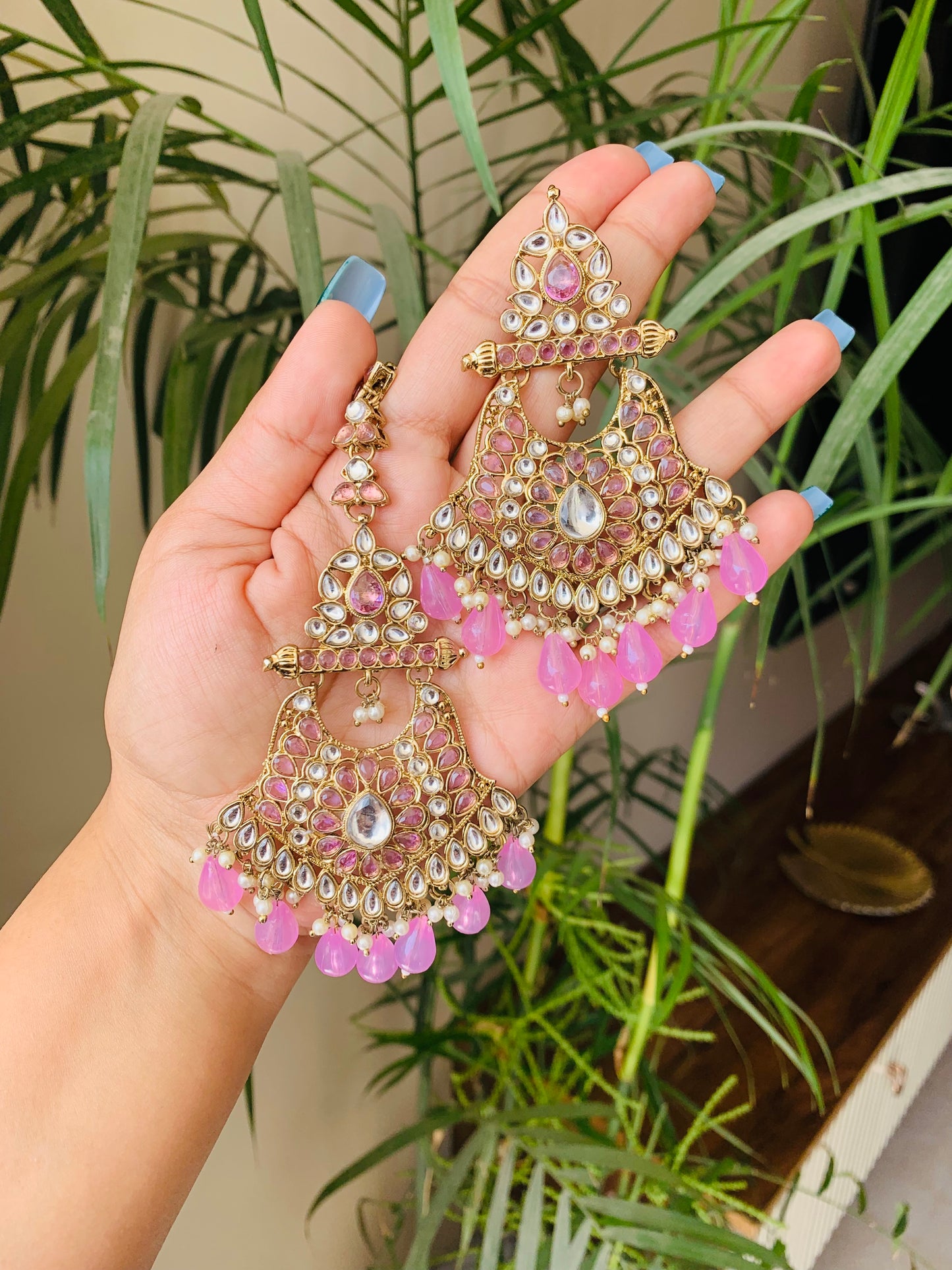 Unique Indian Earrings With Maang Tika