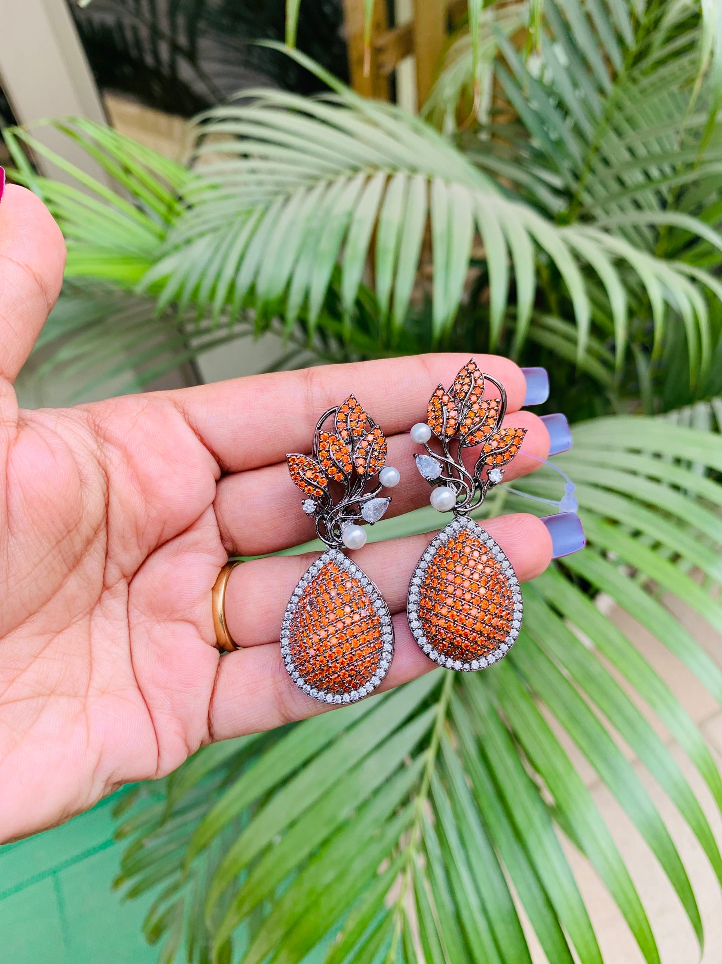 Designer Stud Earrings with Drop
