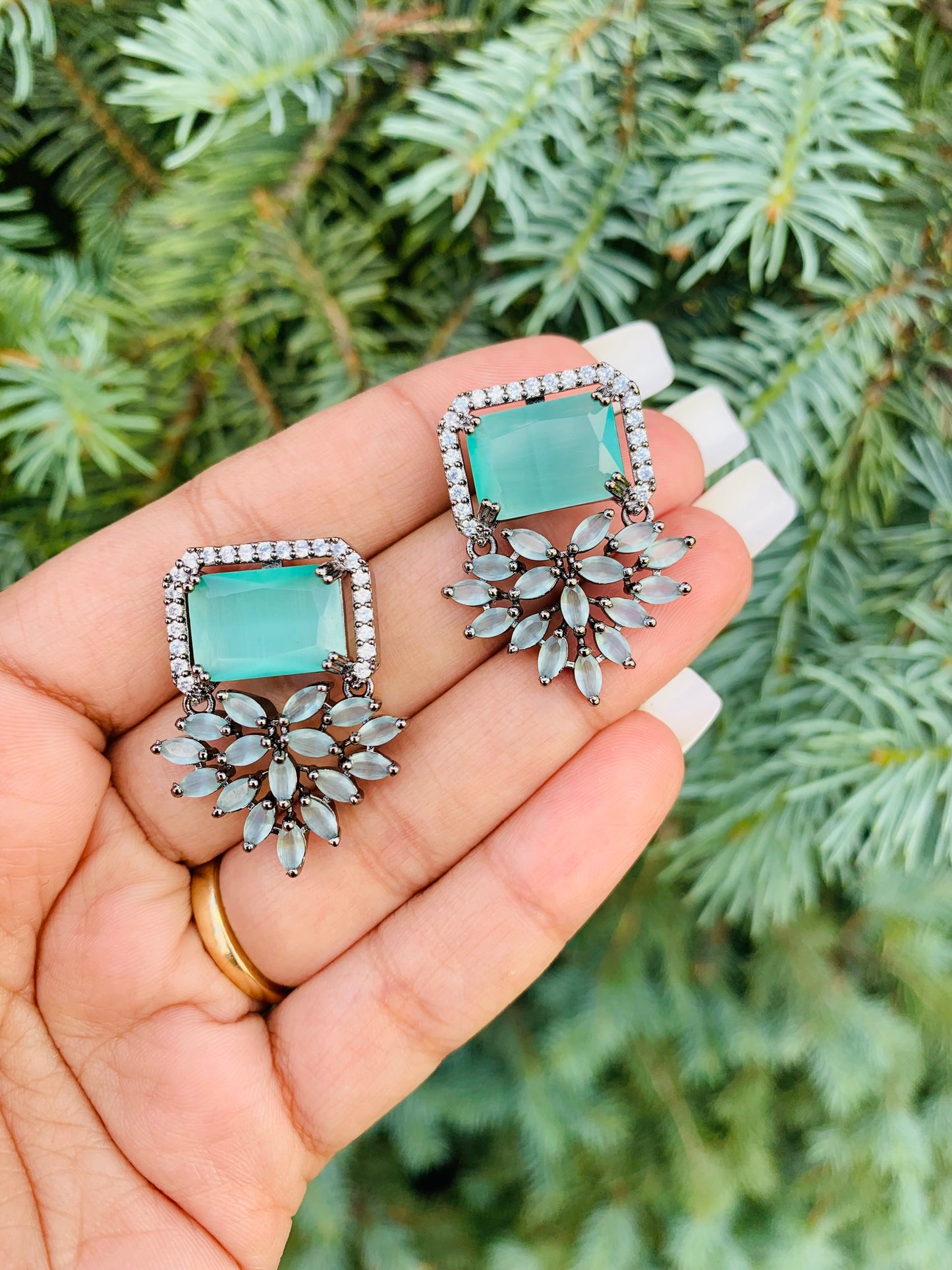 Triangle Drop Stud Earrings