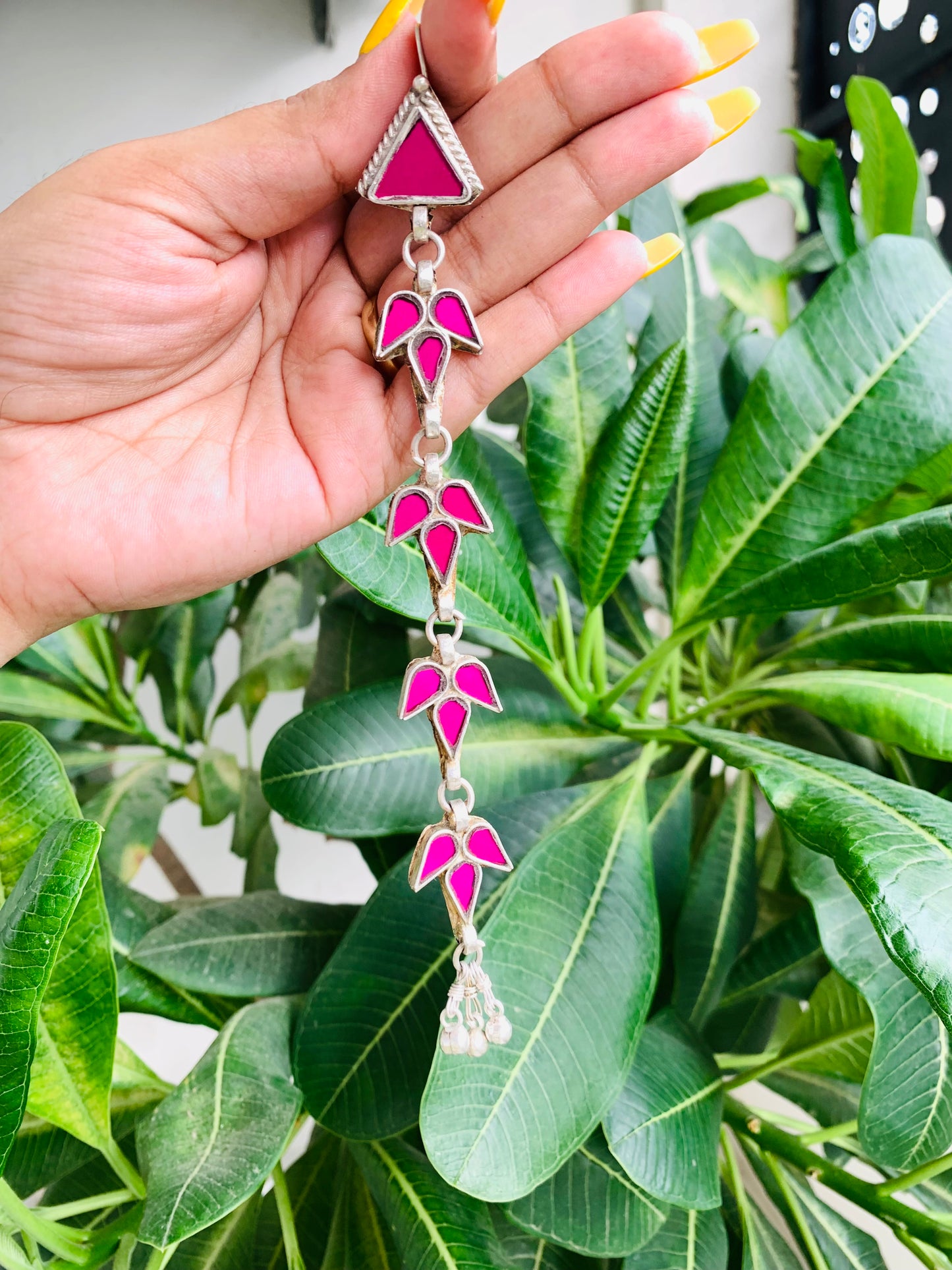 Four Layered Long Afghani Earrings