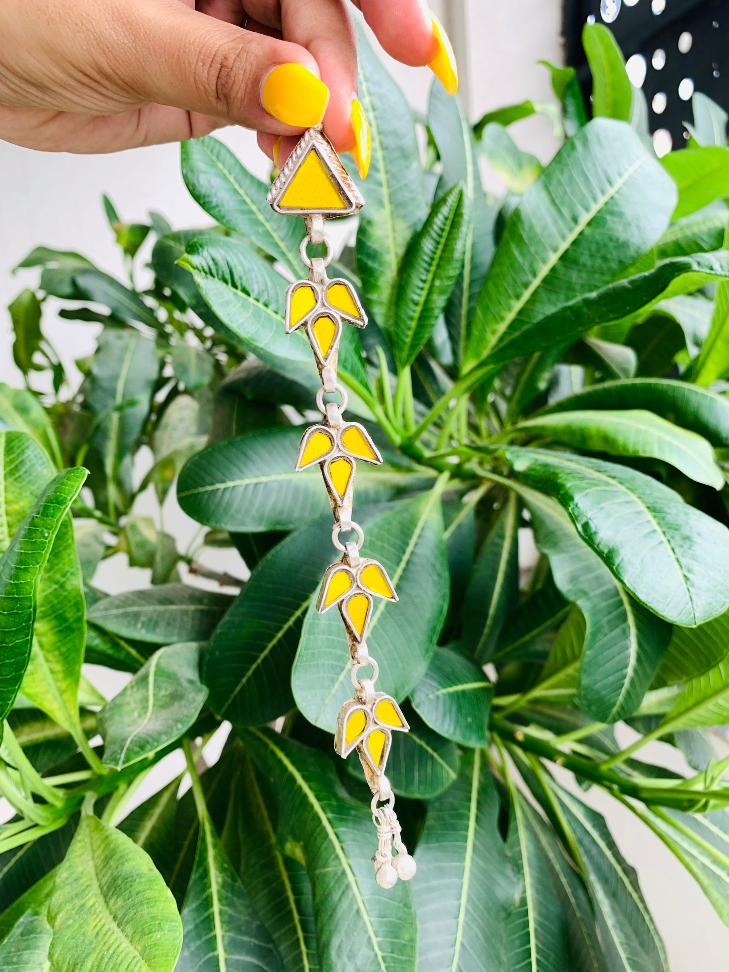Four Layered Long Afghani Earrings