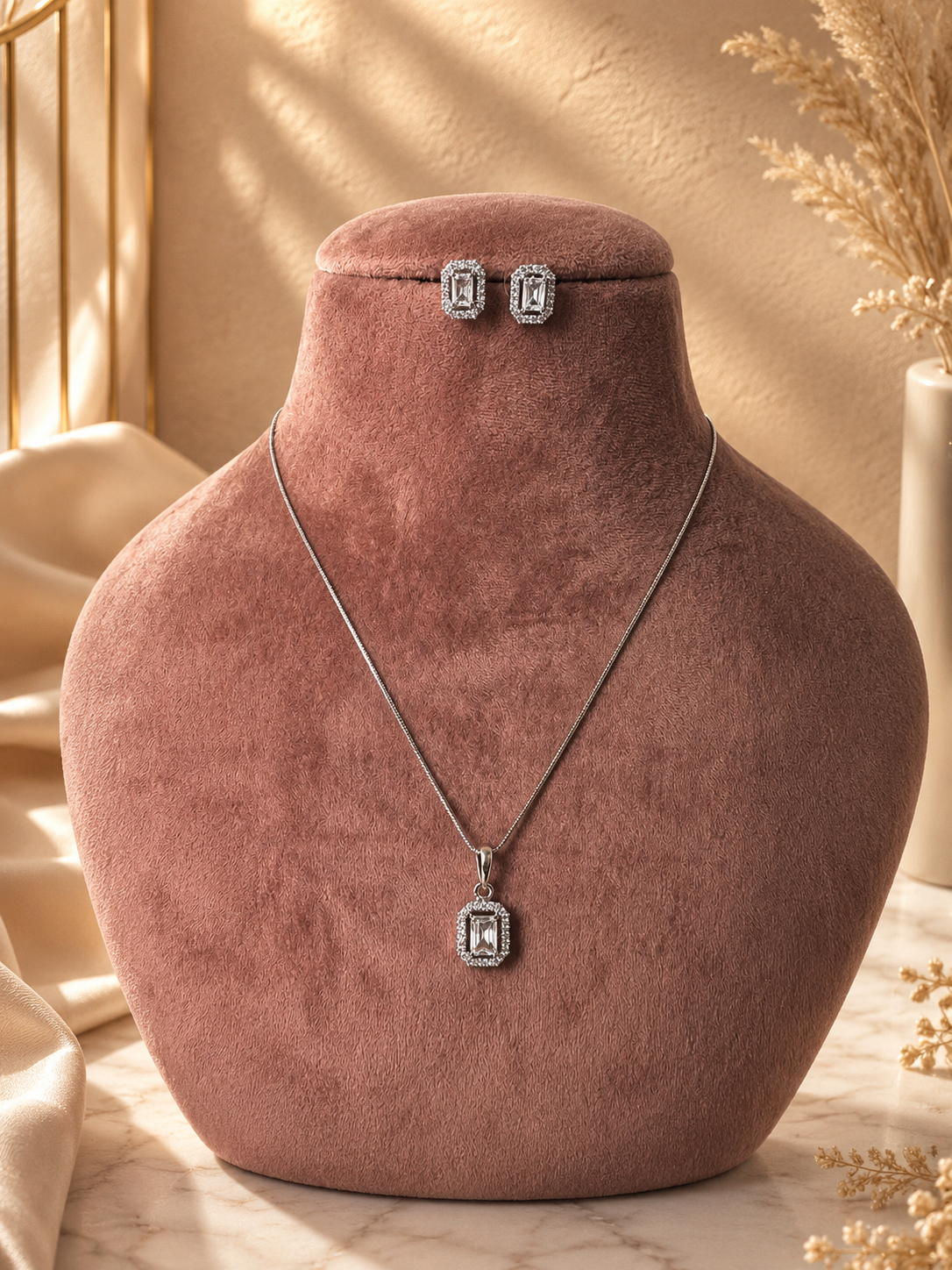 Crystal AD Necklace & Earrings Set