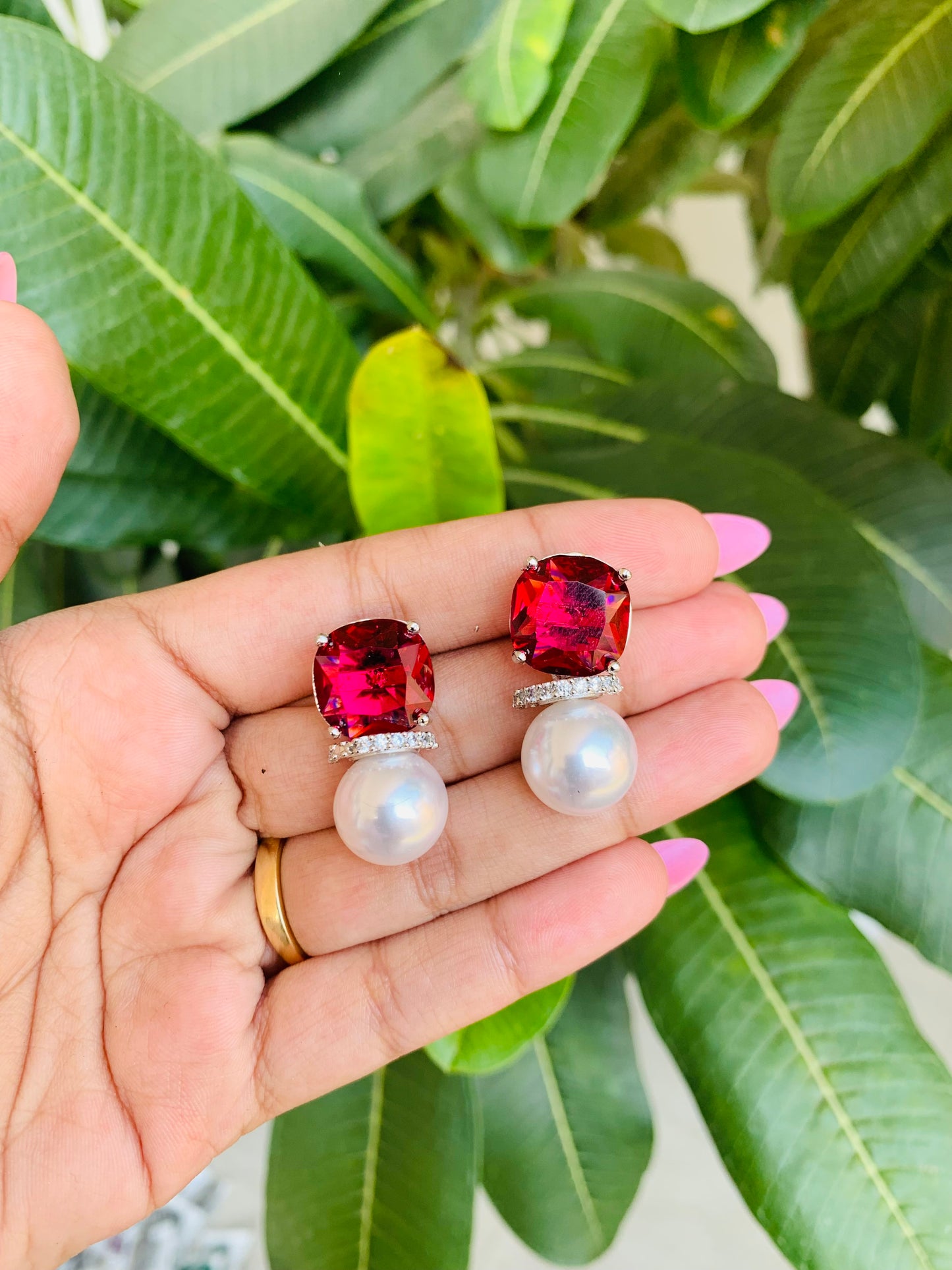 Swarovski Studs With Pearl Drop