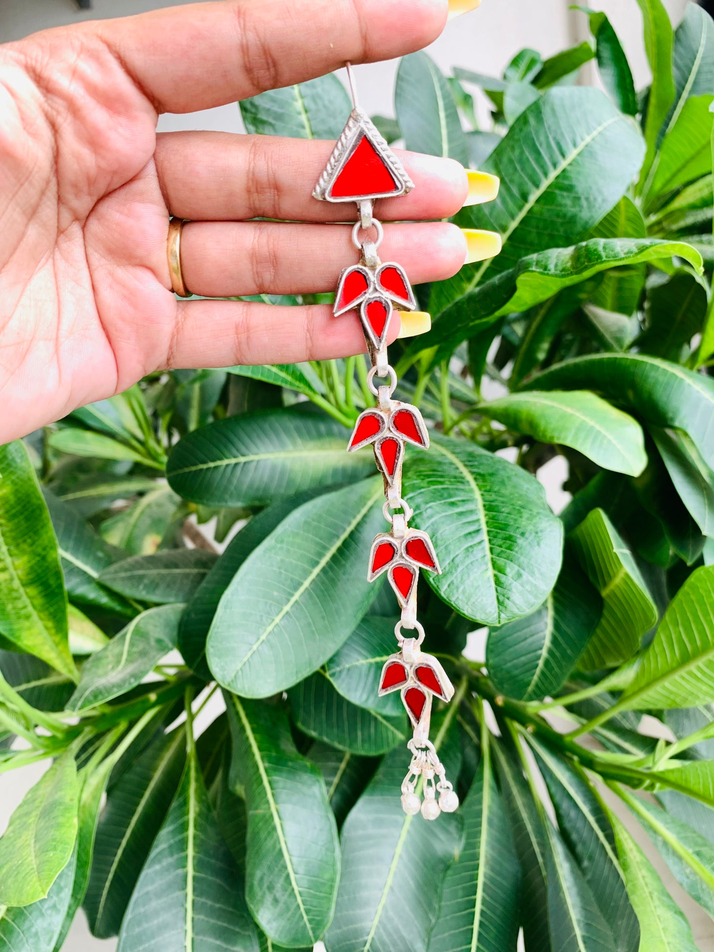 Four Layered Long Afghani Earrings