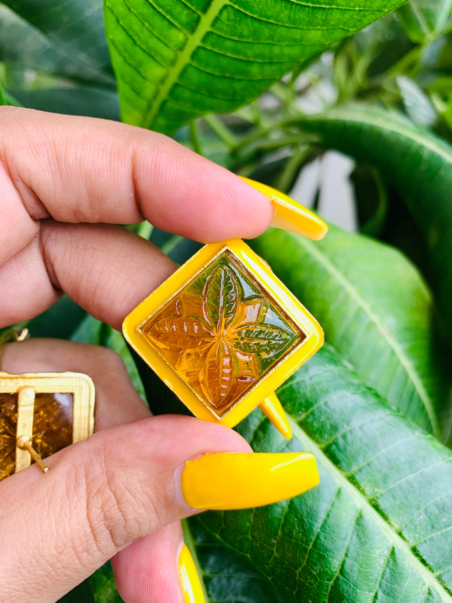 Square Shaped Meenakari Studs