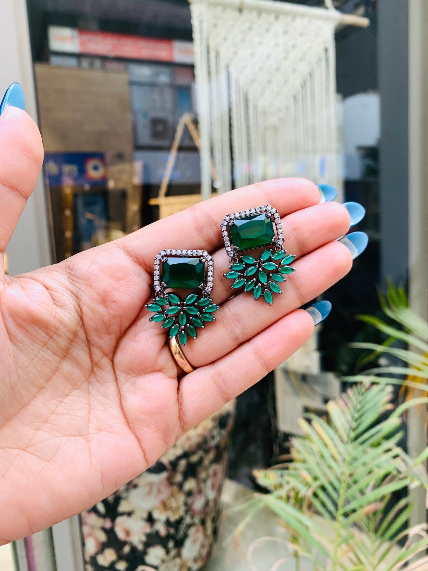 Triangle Drop Stud Earrings