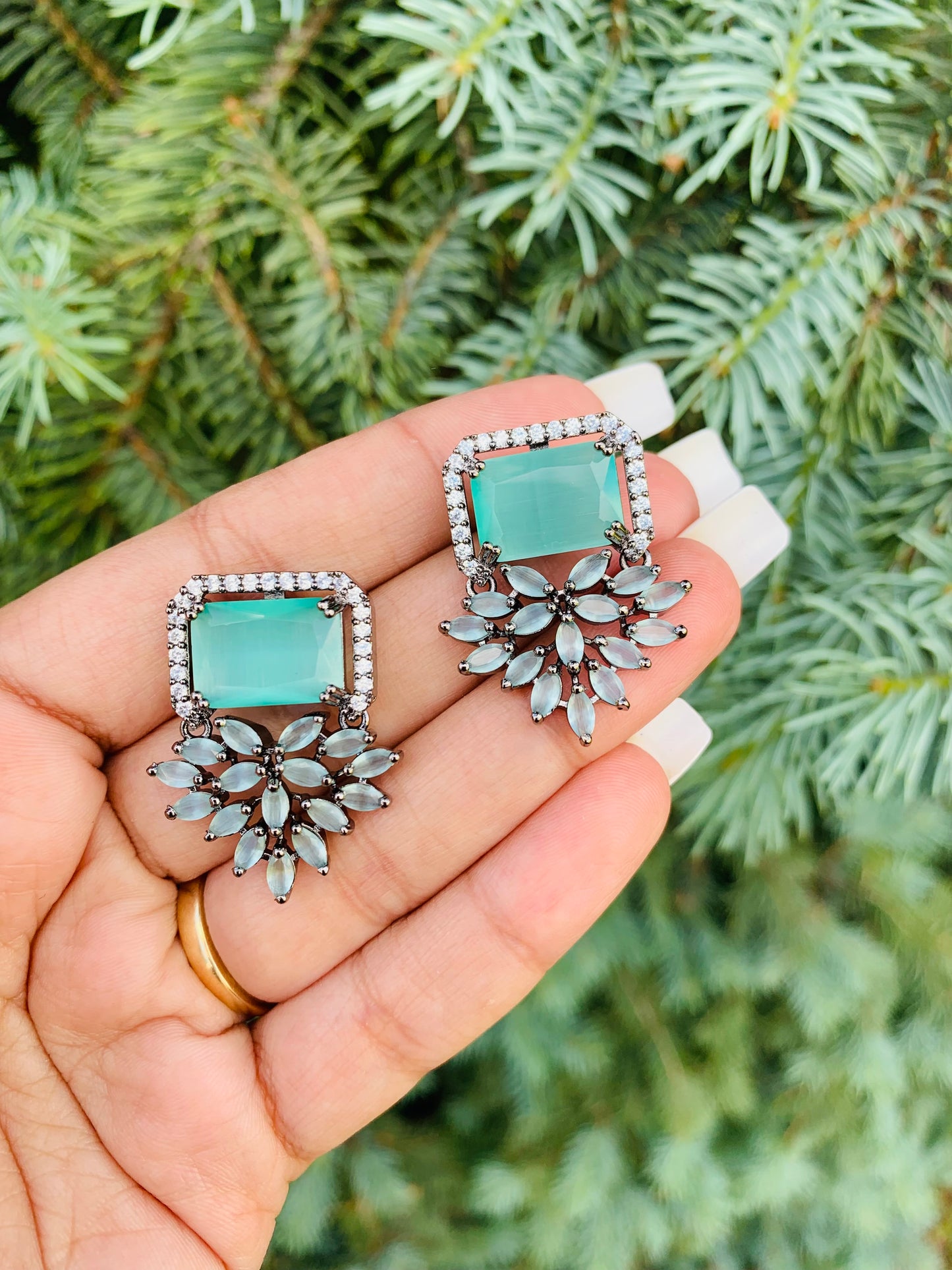 Triangle Drop Stud Earrings