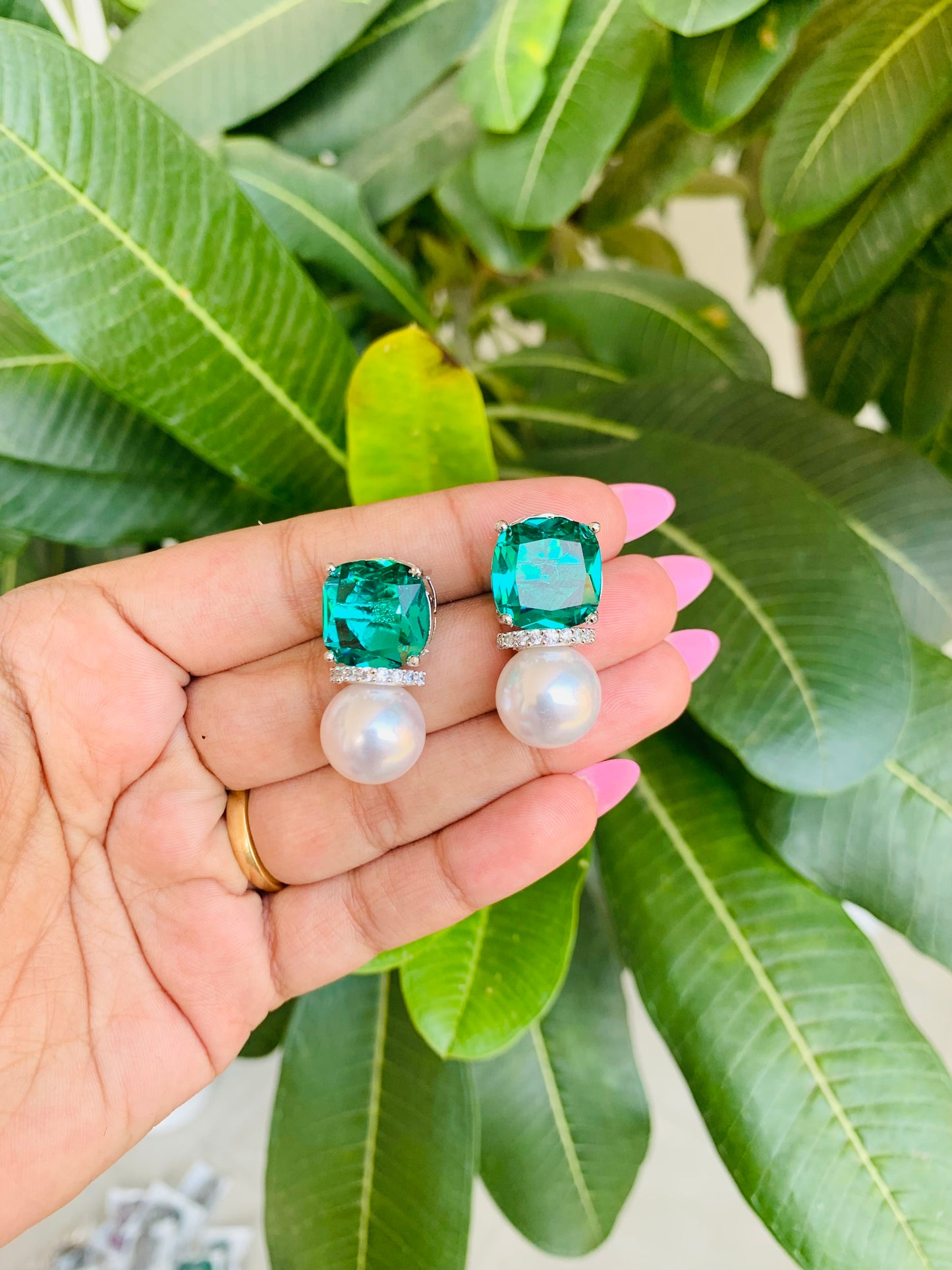 Swarovski Studs With Pearl Drop