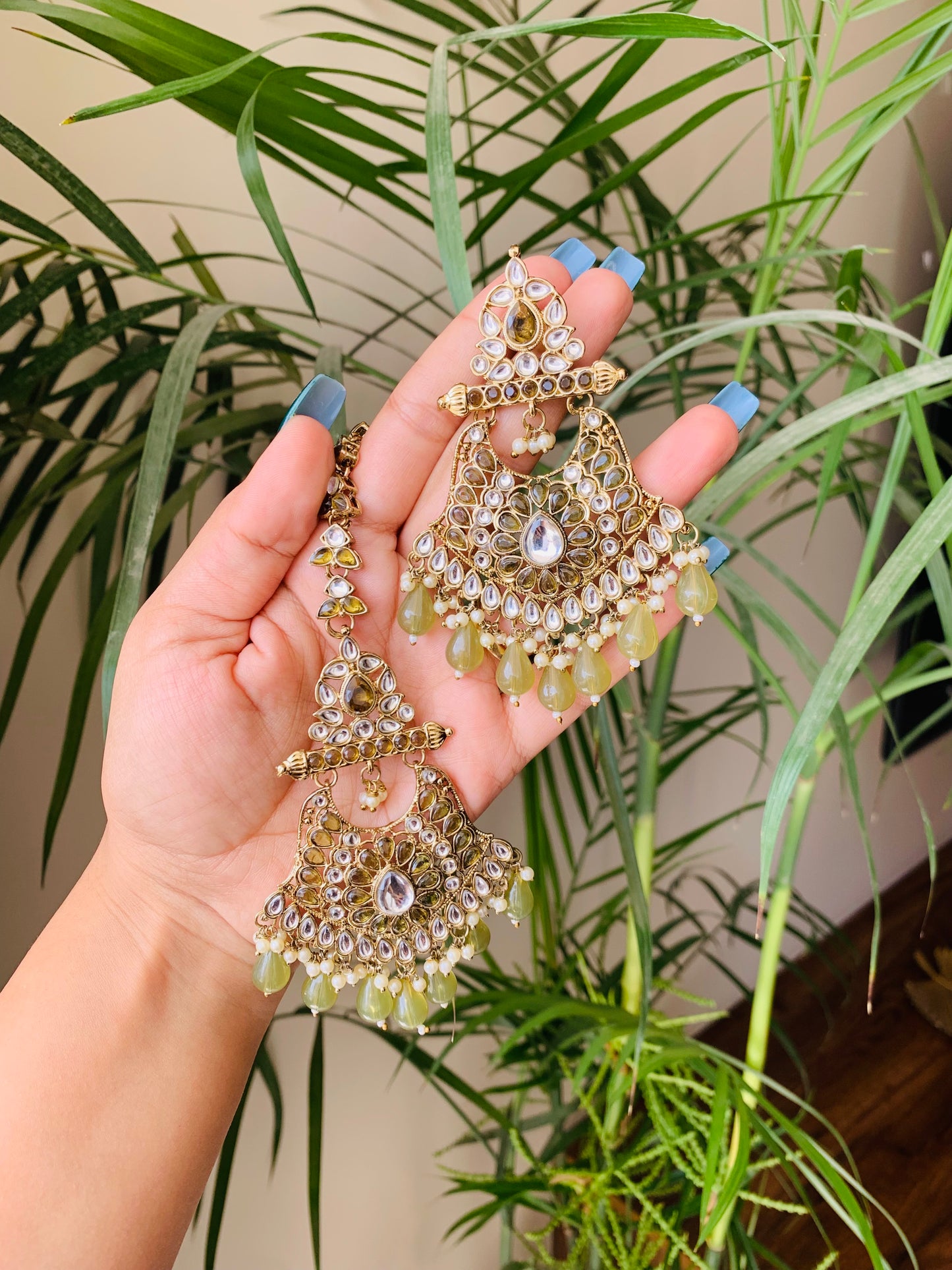 Unique Indian Earrings With Maang Tika