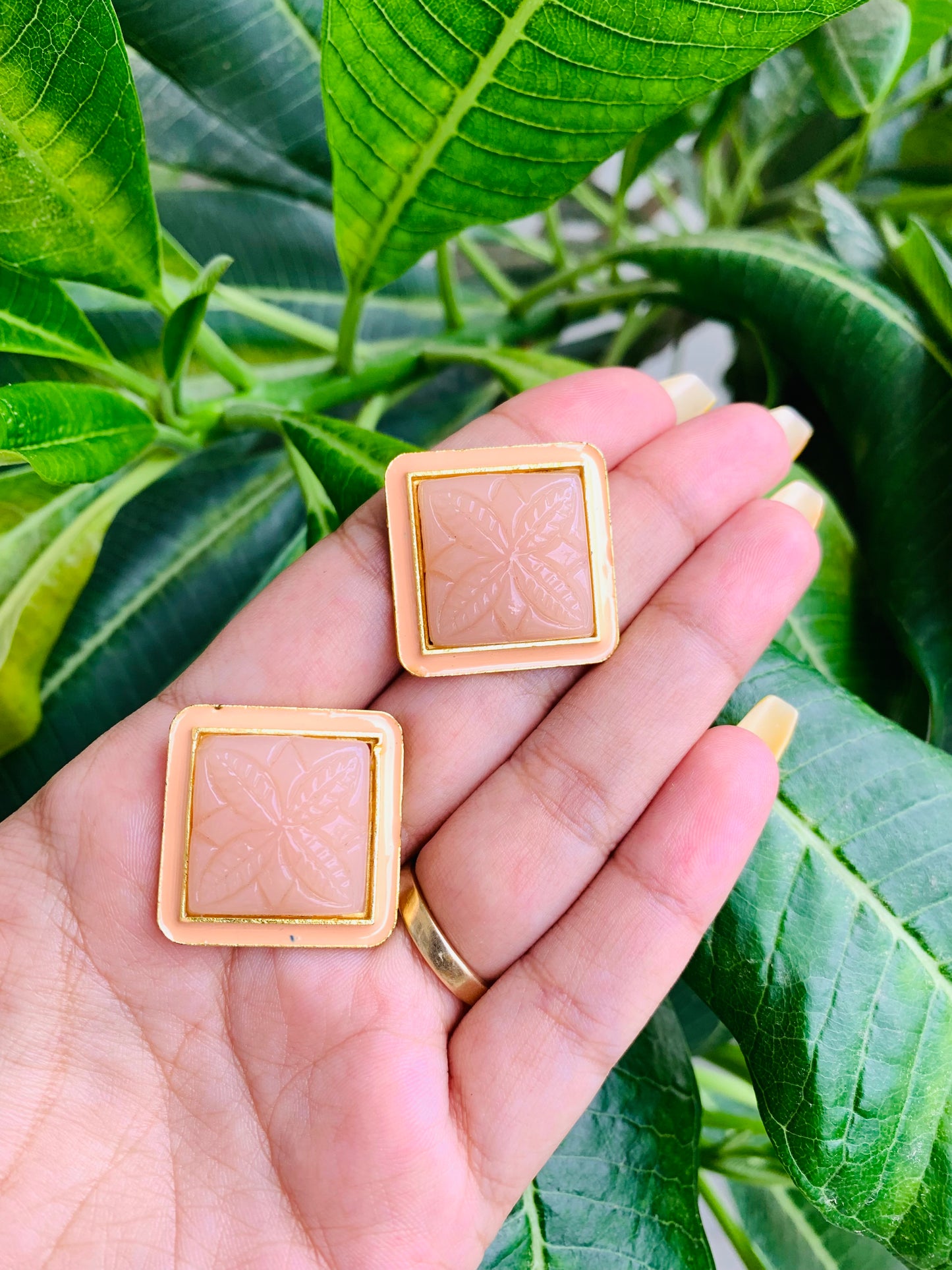 Square Shaped Meenakari Studs