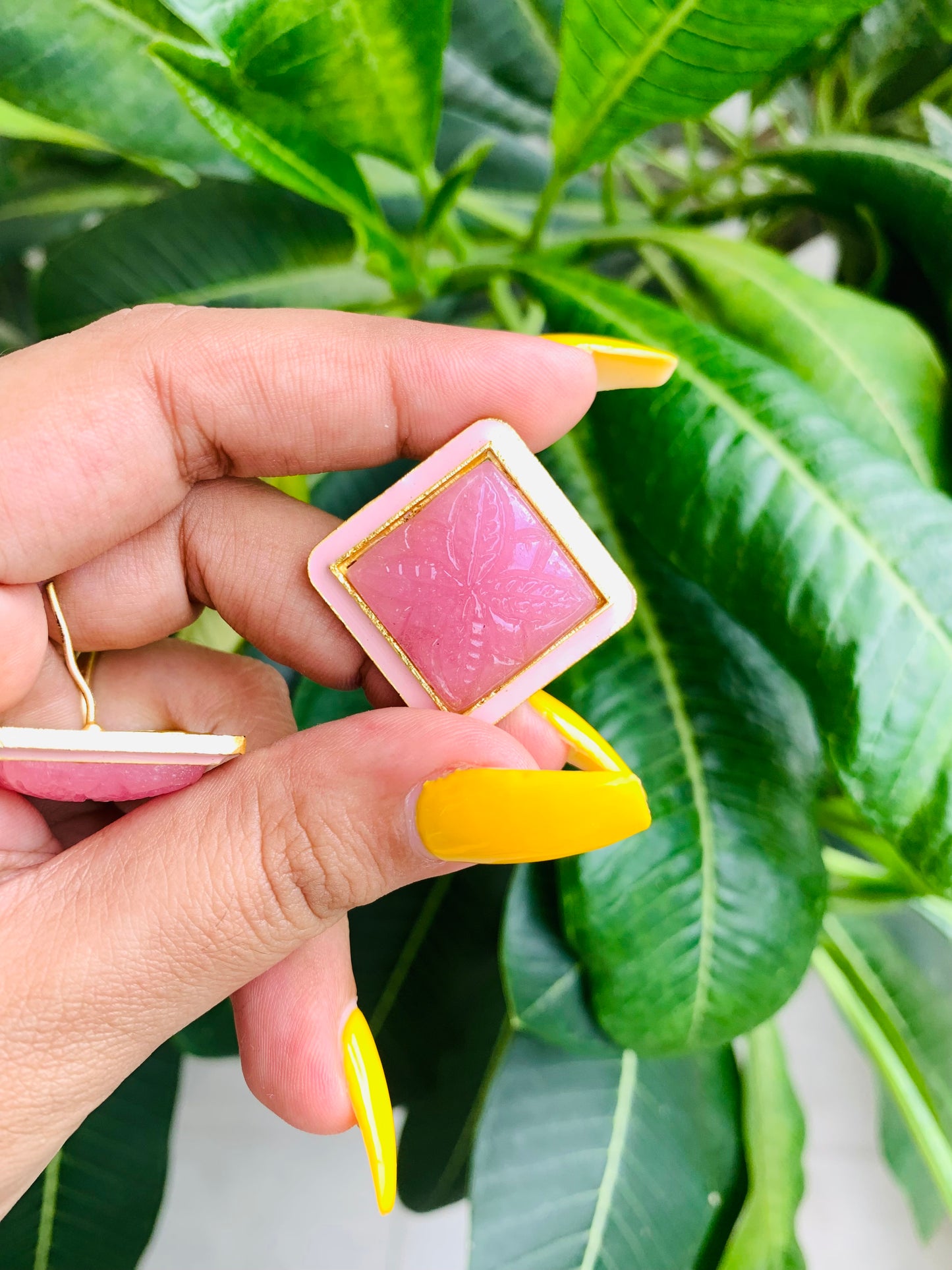 Square Shaped Meenakari Studs