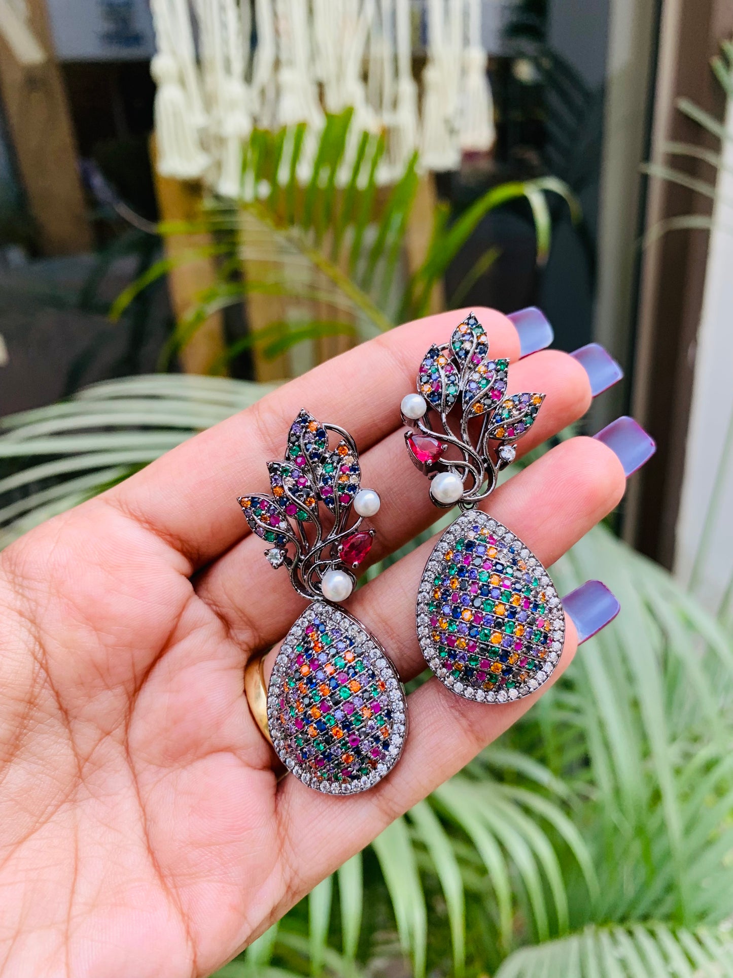 Designer Stud Earrings with Drop