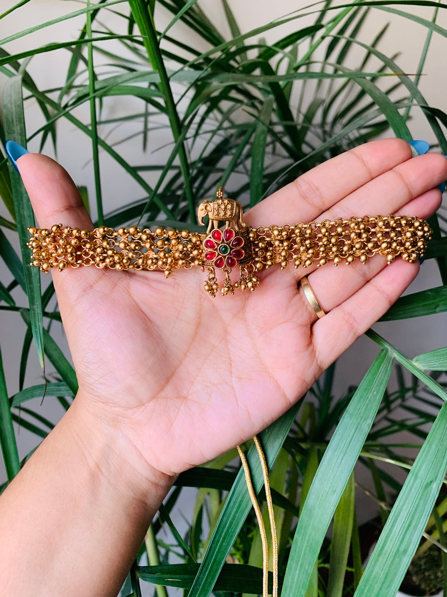 Matte Gold Temple Jewellery Choker
