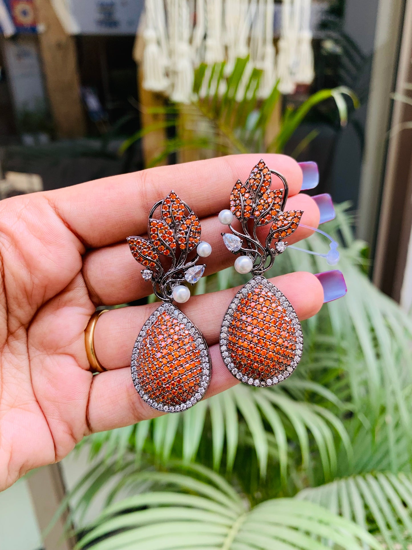 Designer Stud Earrings with Drop
