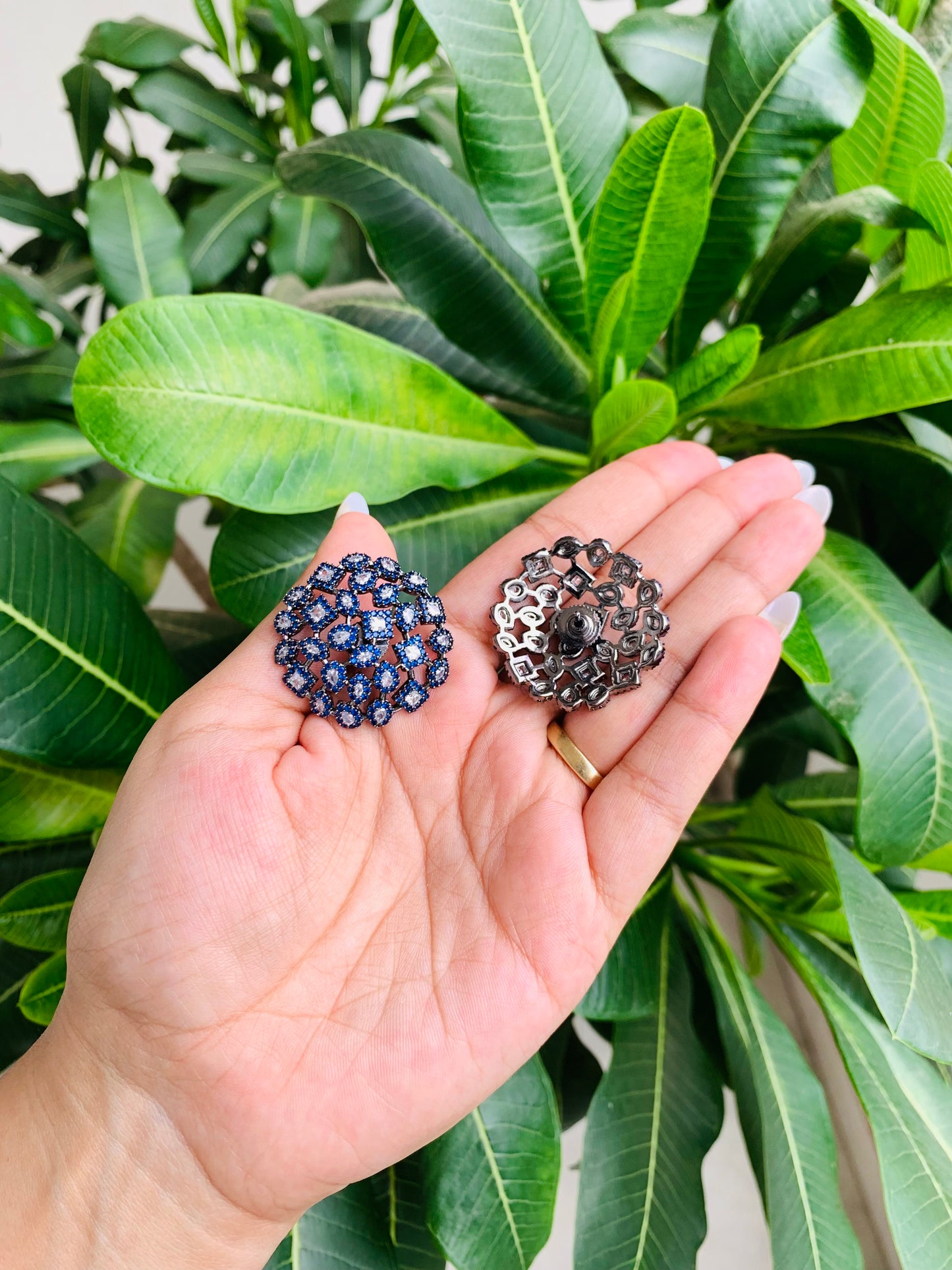 Radiant Micro American Diamond Round Stud Earrings