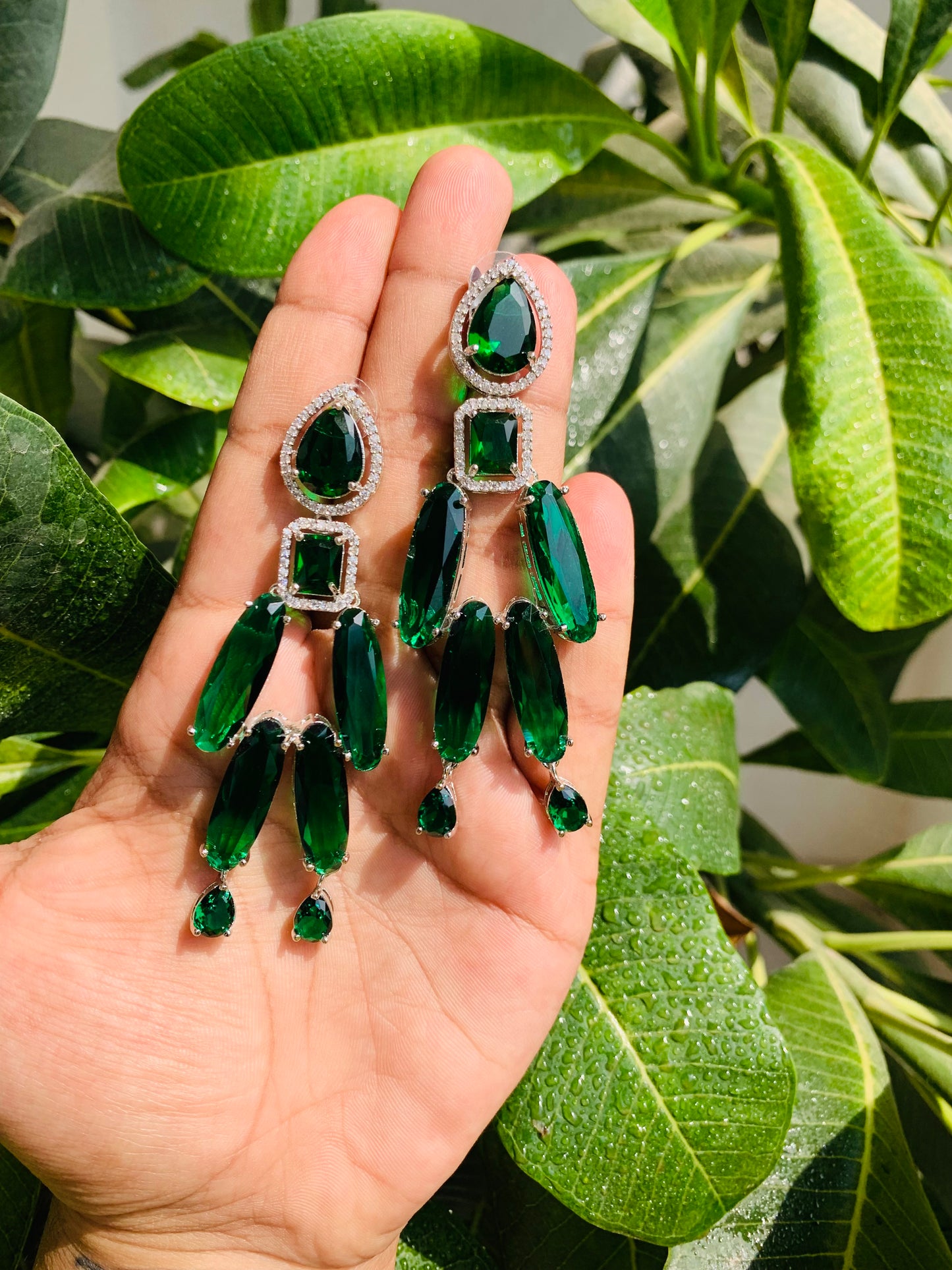 Western Look Party Wear Danglers In American Diamond