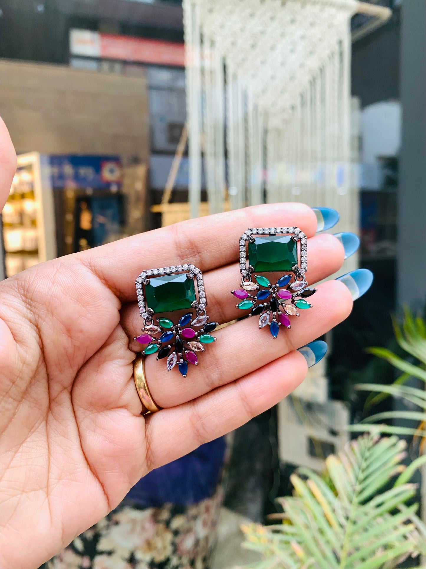 Triangle Drop Stud Earrings