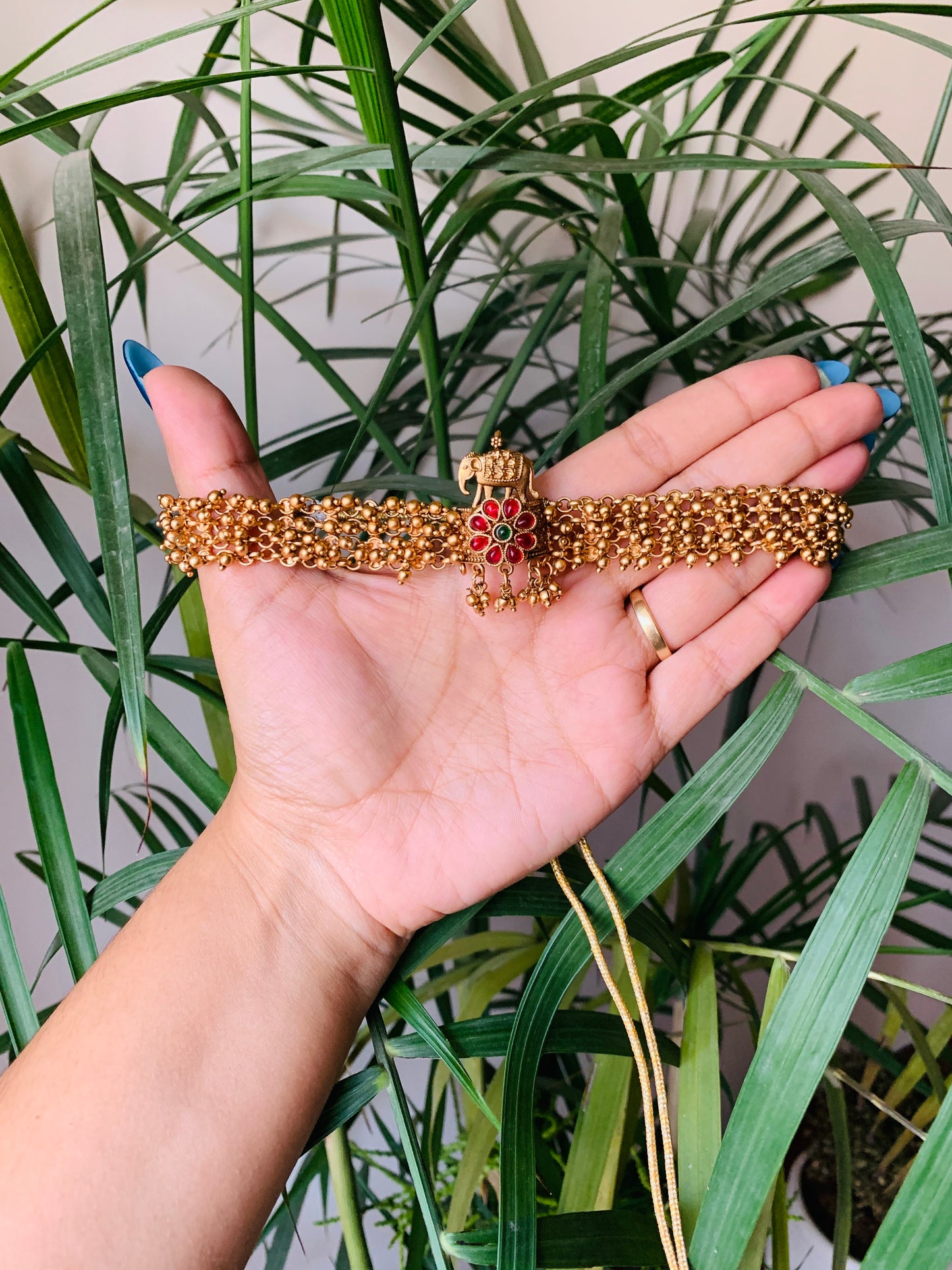 Matte Gold Temple Jewellery Choker