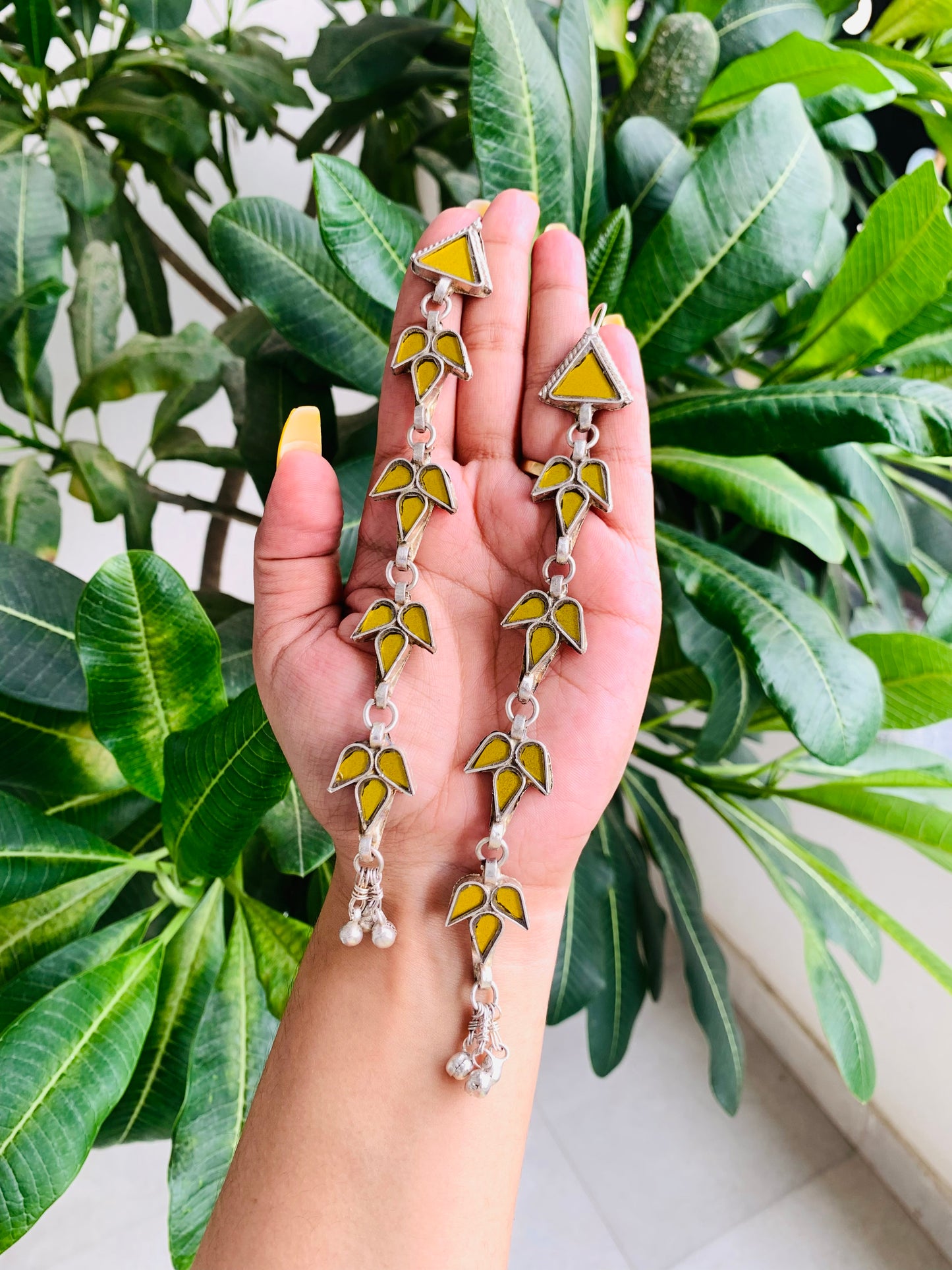 Four Layered Long Afghani Earrings