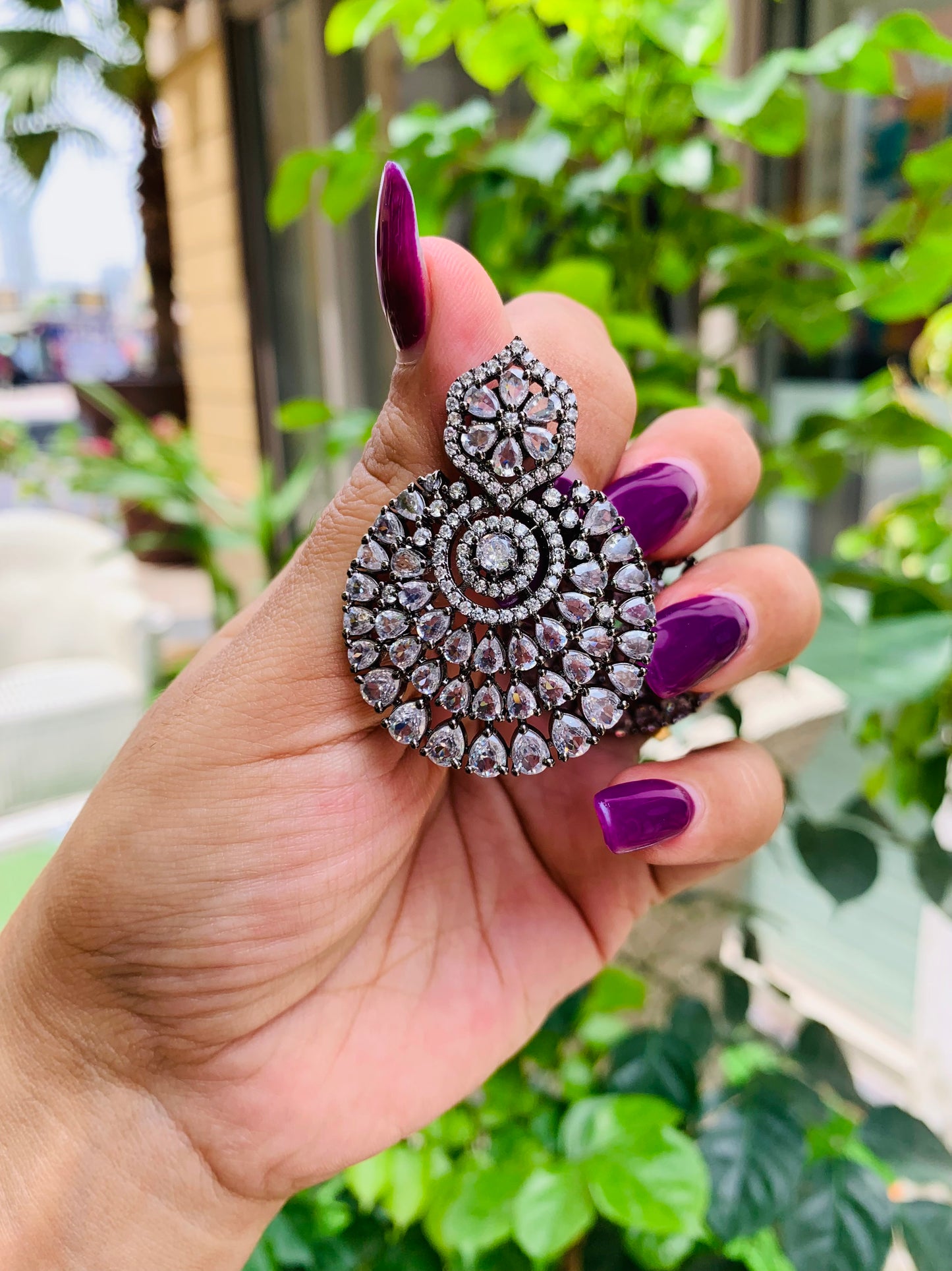 American Diamond Chandbali Earrings
