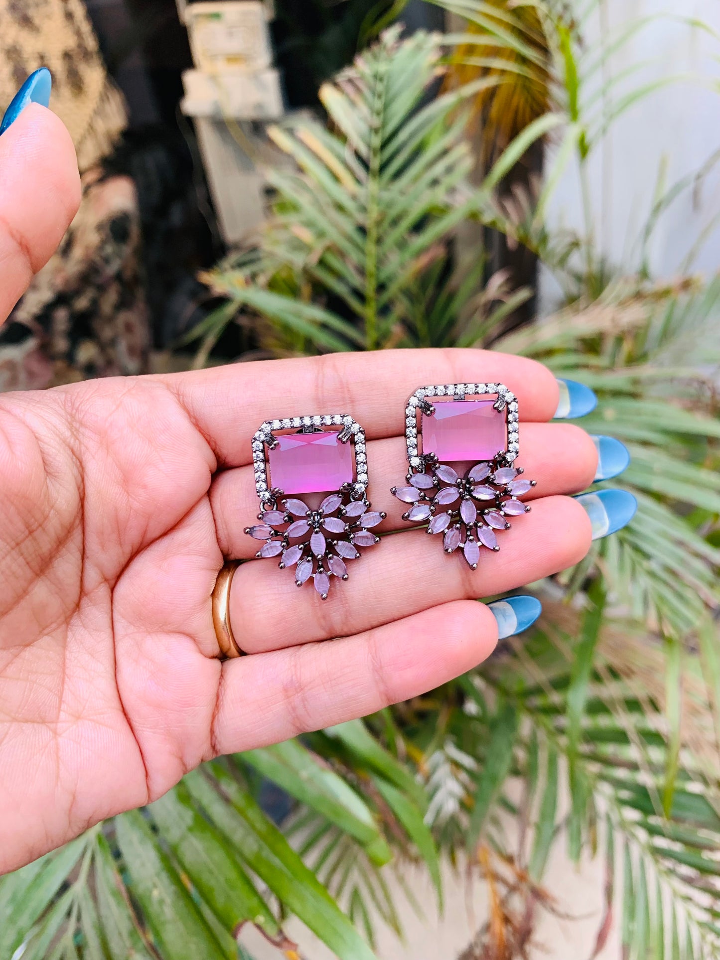 Triangle Drop Stud Earrings