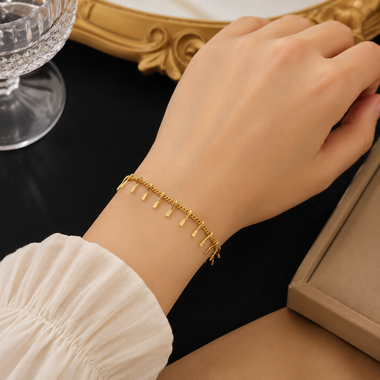 Golden Fringe Charm Bracelet